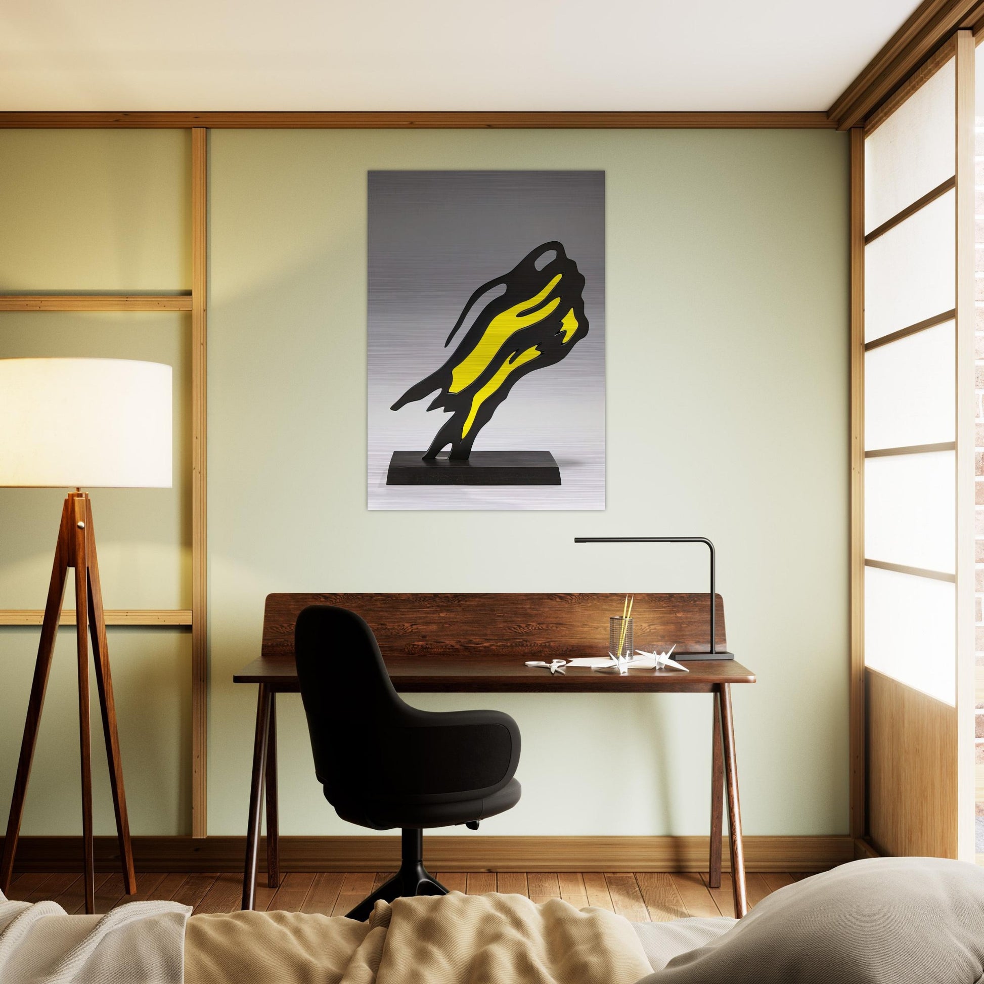 WEISMAN AWARD YELLOW BRUSHSTROKE 1991 - Roy Lichtenstein Brushed Aluminum Print - 70x100 cm / 28x40 inches | Roy Lichtenstein Aluminum Print | Roy Lichtenstein Prints
