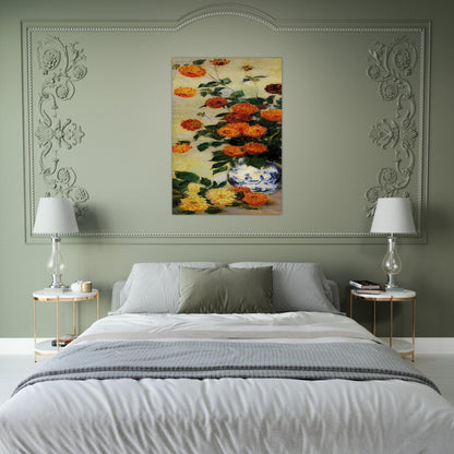 Dahlias - claude monet Brushed Aluminum Print - 70x100 cm / 28x40 inches | claude monet Aluminum Print | claude monet Prints