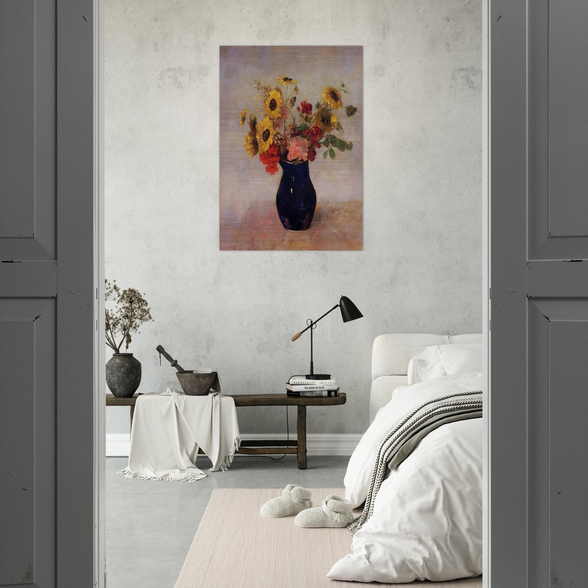 VASE OF FLOWERS - Odilon Redon Brushed Aluminum Print - 70x100 cm / 28x40 inches | Odilon Redon Aluminum Print | Odilon Redon Prints