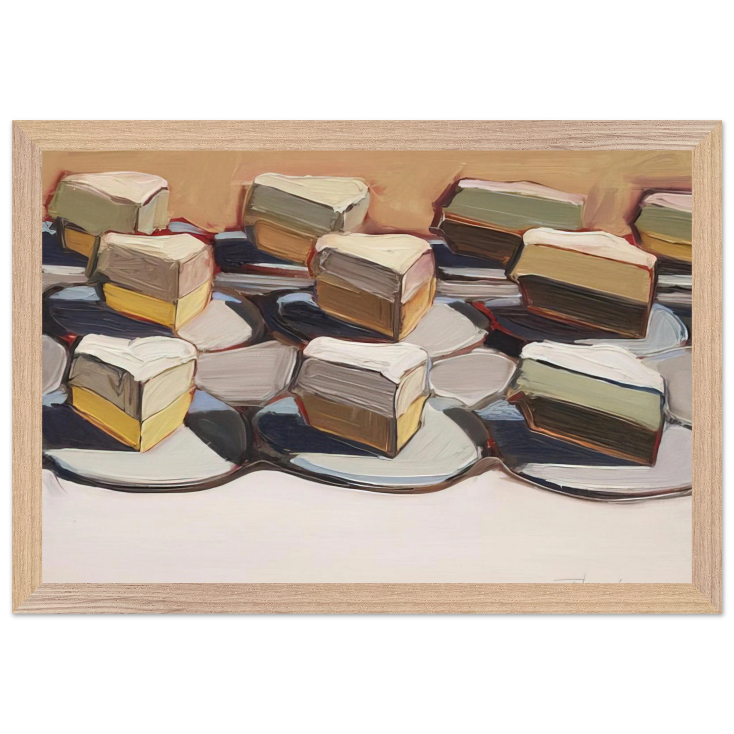 Wayne Thiebaud - Cut Meringues - 1961 Wall Art - 30x40 cm / 12x16 inches - Premium Wooden Framed Poster With Fine Art Paper - Black frame