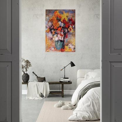 Vase of Chrysanthemums - Pierre-Auguste Renoir Brushed Aluminum Print - 70x100 cm / 28x40 inches | Pierre-Auguste Renoir Aluminum Print | Pierre-Auguste Renoir Prints
