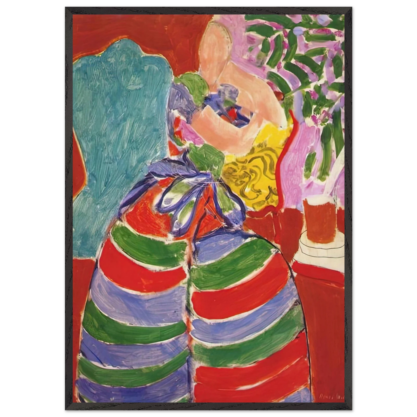 THE STRIPED DRESS 1938 - Henri Matisse 70x100 cm / 28x40 inches Framed Art Print – Black Wooden Frame