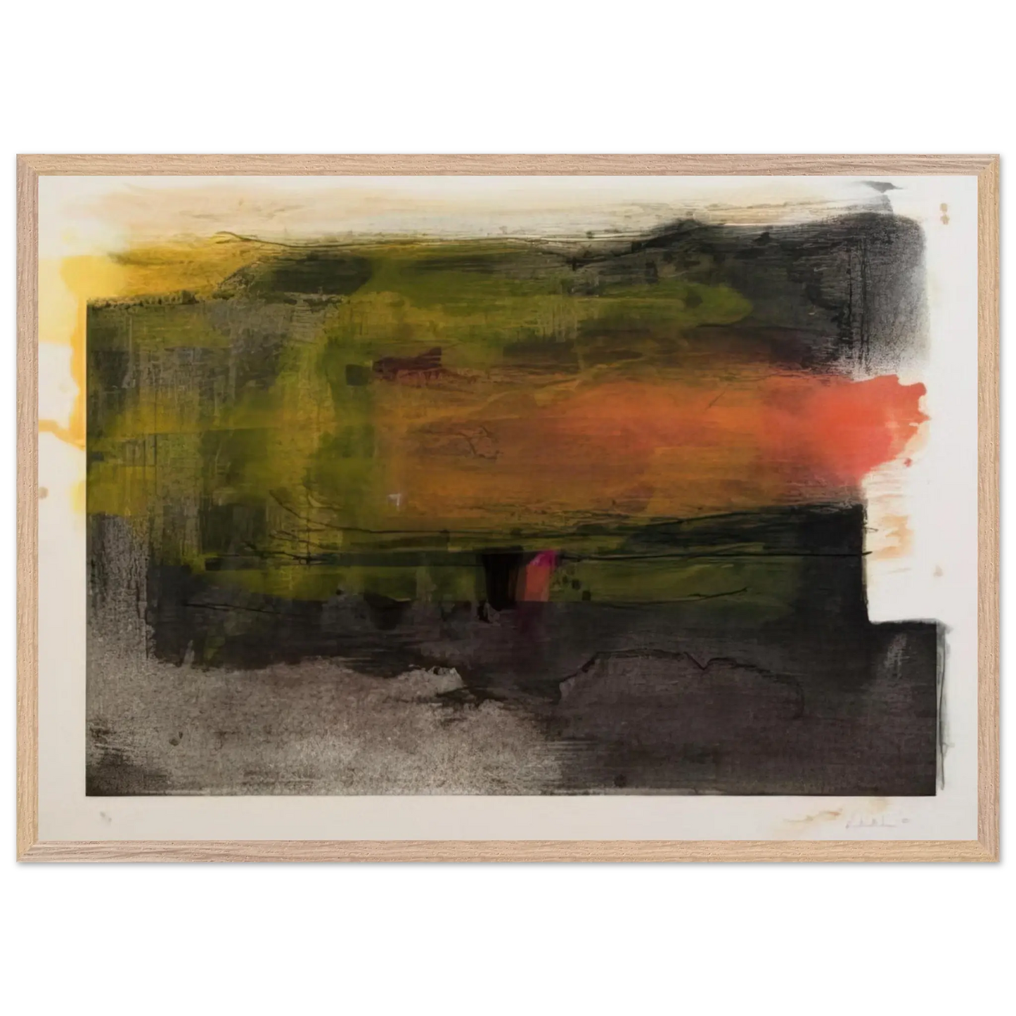 Helen Frankenthaler - Deep Sun - 1983 Wall art - A2 (42 x 59.4  cm) - Premium Wooden Framed Poster With Fine Art Paper - Black frame
