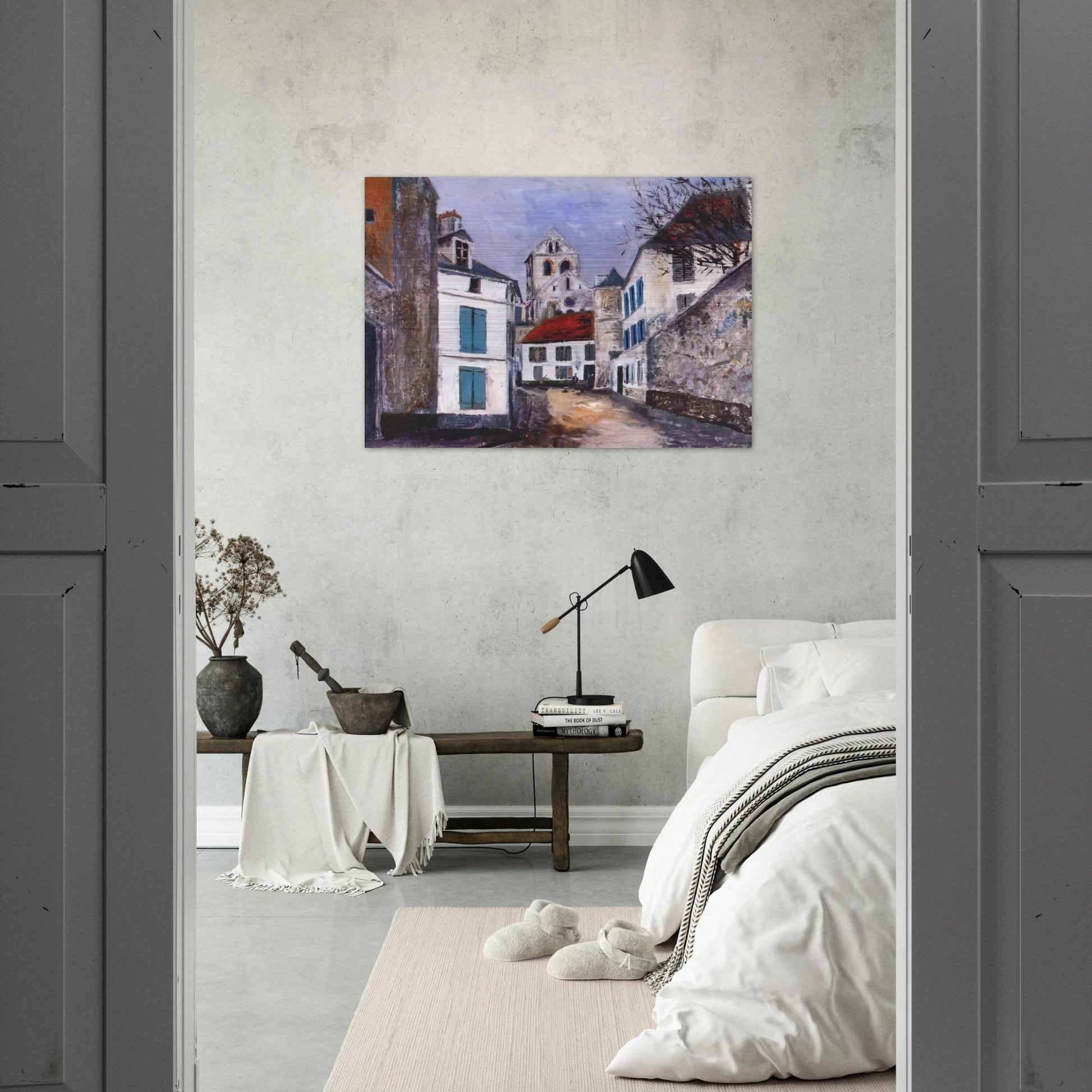 VILLAGE STREET - Maurice Utrillo Brushed Aluminum Print - 70x100 cm / 28x40 inches | Maurice Utrillo Aluminum Print | Maurice Utrillo Prints