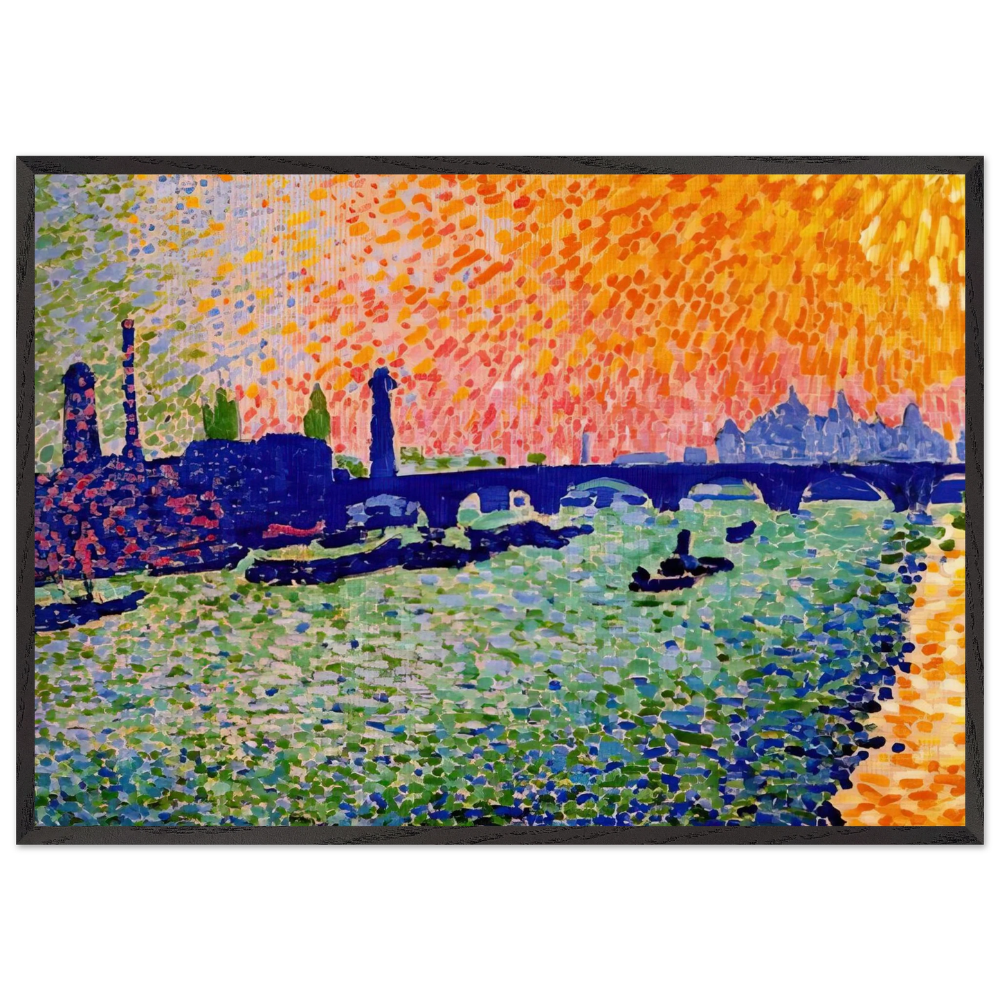 THE BRIDGE VIEW ON THE RIVER 1905 - Andre Derain 70x100 cm / 28x40 inches Framed Art Print – Black Wooden Frame