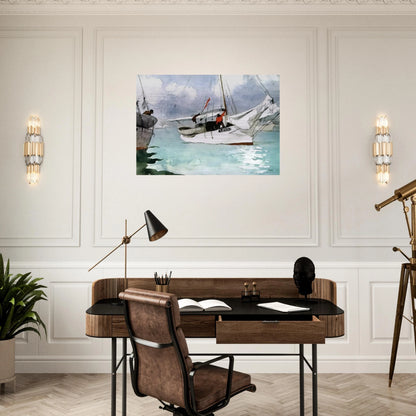 FISHING BOATS KEY WEST - Winslow Homer Brushed Aluminum Print - 70x100 cm / 28x40 inches | Winslow Homer Aluminum Print | Winslow Homer Prints