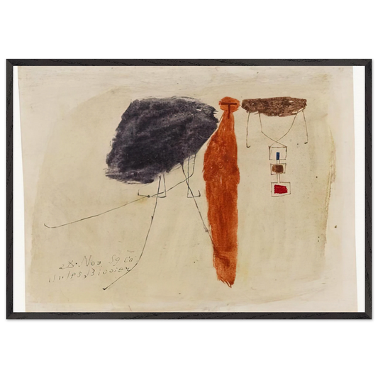 Komposition - 1959 - Julius Bissier 70x100 cm / 28x40 inches Framed Art Print – Black Wooden Frame