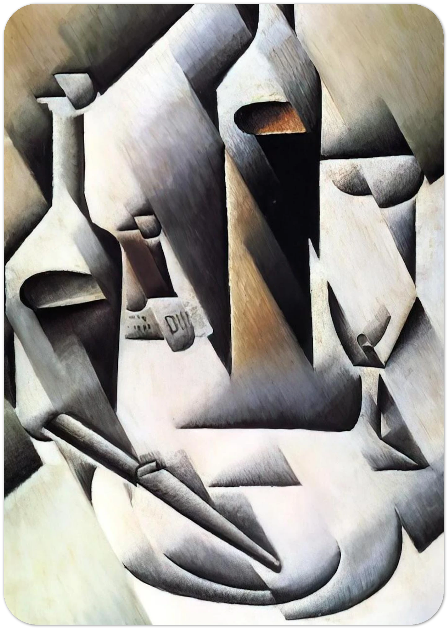 BOTTLES AND KNIFE 1912 By Juan Gris Pack of 10 Post Cards | Juan Gris Post Cards | A6 (10.5 x 14.8 cm) - 4.1 x 5.8 inches