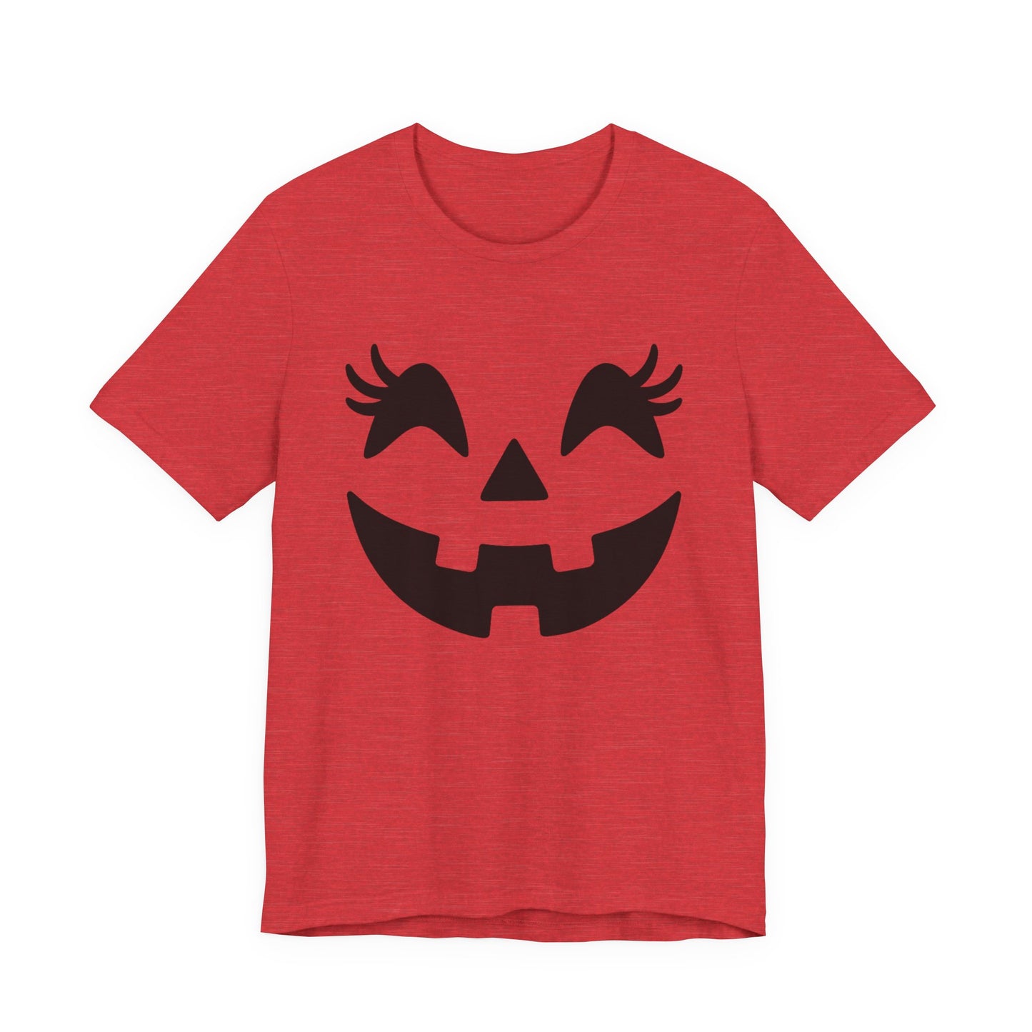 Camiseta de Halloween para mujer y niña con cara de Jack O'Lantern y pestañas de calabaza