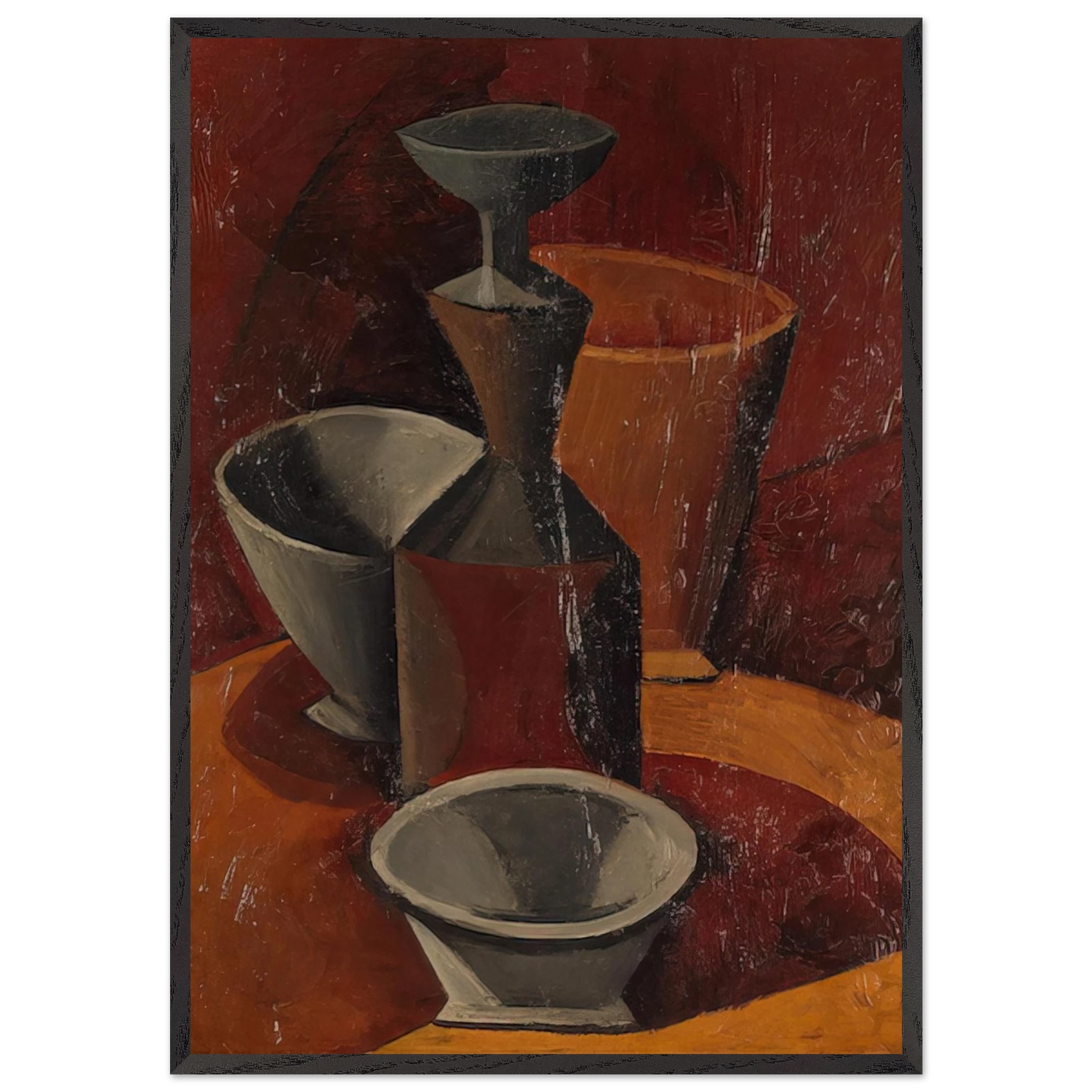 Pitcher and Bowls - 1908 - Pablo Picasso 70x100 cm / 28x40 inches Framed Art Print – Black Wooden Frame
