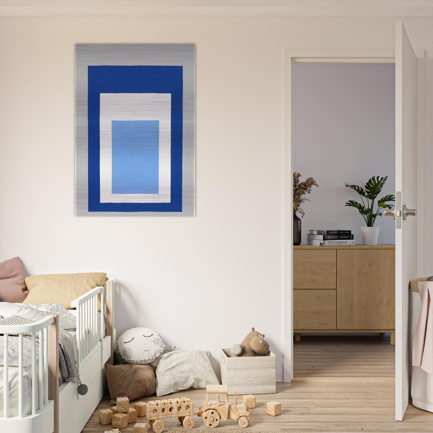 HOMAGE TO THE SQUARE BLUE WHITE GREY 1951 - Josef Albers Brushed Aluminum Print - 70x100 cm / 28x40 inches | Josef Albers Aluminum Print | Josef Albers Prints