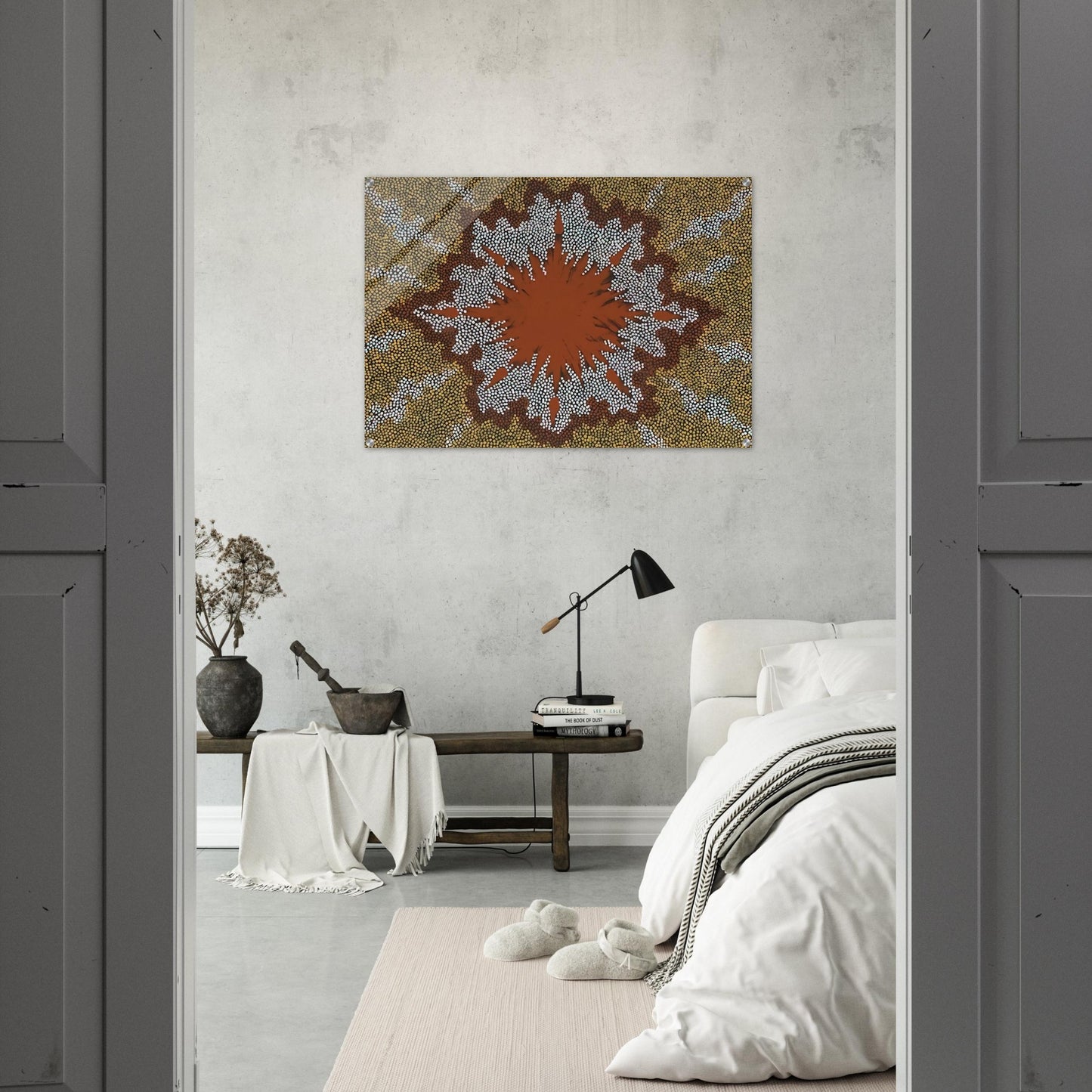 Fire Dreaming - 1994 - Clifford Possum Tjapaltjarri Acrylic Print - 70x100 cm / 28x40″ inches