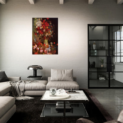 Vase with Poppies, Cornflowers, Peonies and Chrysanthemums - Vincent van Gogh Brushed Aluminum Print - 70x100 cm / 28x40 inches | Vincent van Gogh Aluminum Print | Vincent van Gogh Prints