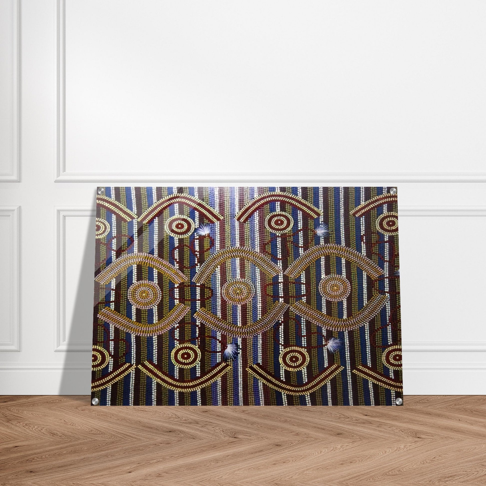 Anmatyerre Ceremonial Designs Associated with the Rockhole Site Intankangu - 1982 - Clifford Possum Tjapaltjarri Acrylic Print - 70x100 cm / 28x40″ inches