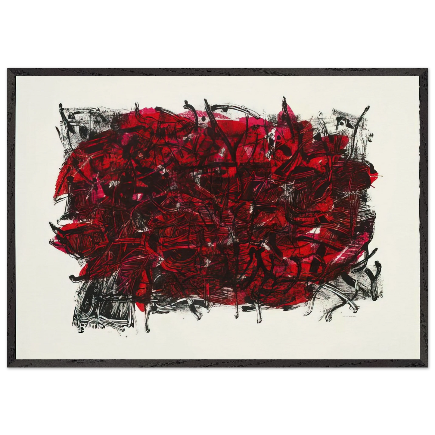 Leaves III 1967 - Jean-Paul Riopelle 70x100 cm / 28x40 inches Framed Art Print – Black Wooden Frame