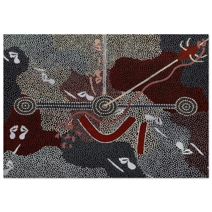 Love Story - 1998 - Clifford Possum Tjapaltjarri Brushed Aluminum Print - 70x100 cm / 28x40 inches | Clifford Possum Tjapaltjarri Aluminum Print | Clifford Possum Tjapaltjarri Prints