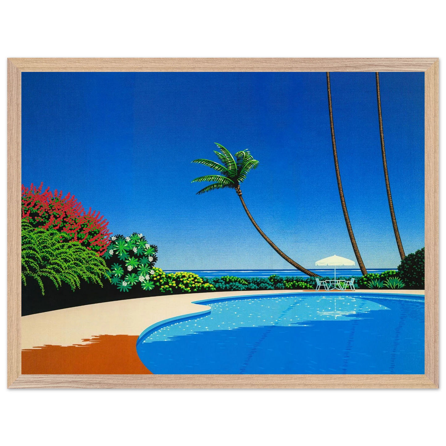 Hiroshi Nagai - Shade of Palm Grove II Wall Art - 21x29.7 cm / 8x12" - Premium Wooden Framed Poster With Fine Art Paper - Wood frame
