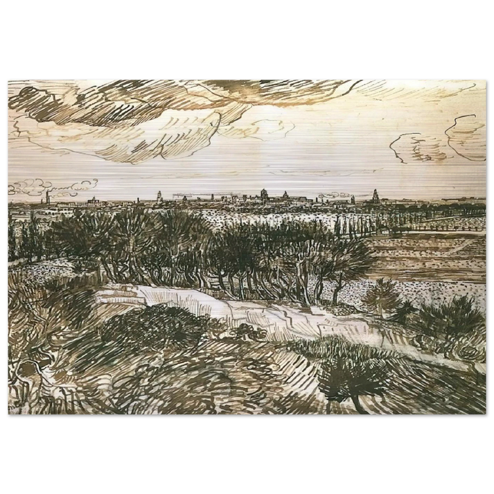 View of Arles from a Hill - Vincent van Gogh Brushed Aluminum Print - 70x100 cm / 28x40 inches | Vincent van Gogh Aluminum Print | Vincent van Gogh Prints