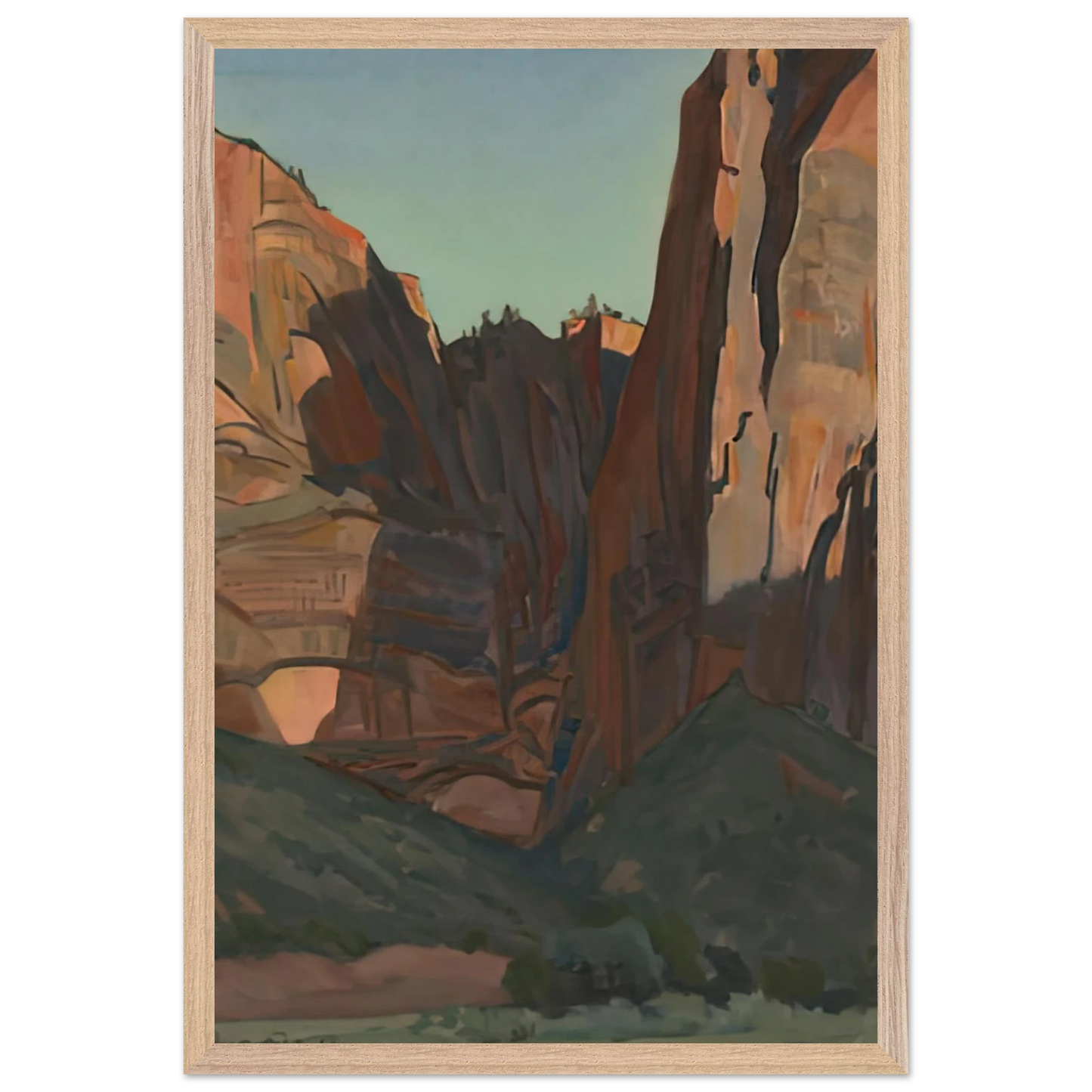 Maynard Dixon - NOTCH IN THE WALL ZION NATIONAL PARK AUGUST 1933 1933 Wall art - 40x50 cm / 16x20 inches - Premium Wooden Framed Poster With Fine Art Paper-canvas - Wood frame