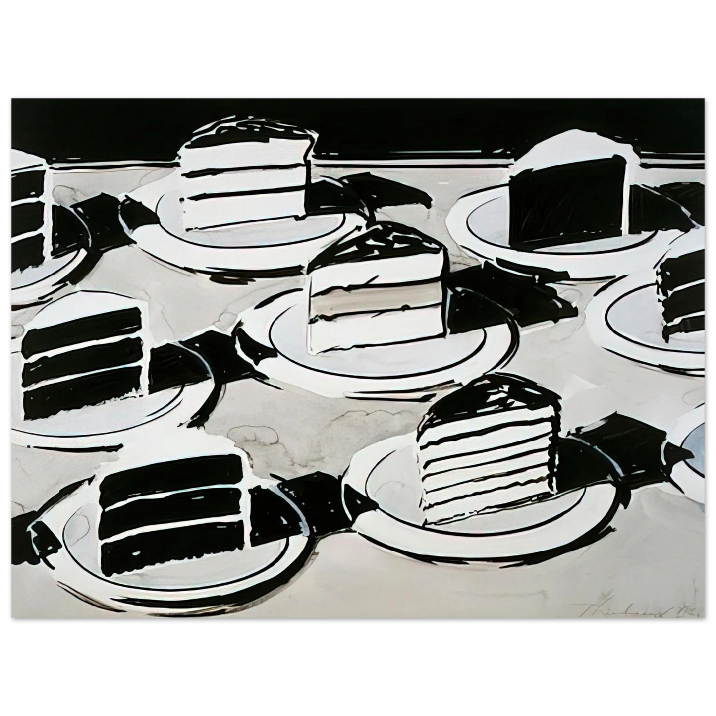 Wayne Thiebaud - Cake Slices - 1963 Wall Art - 30x40 cm / 12x16 inches - Premium Wooden Framed Poster With Fine Art Paper - Wood frame