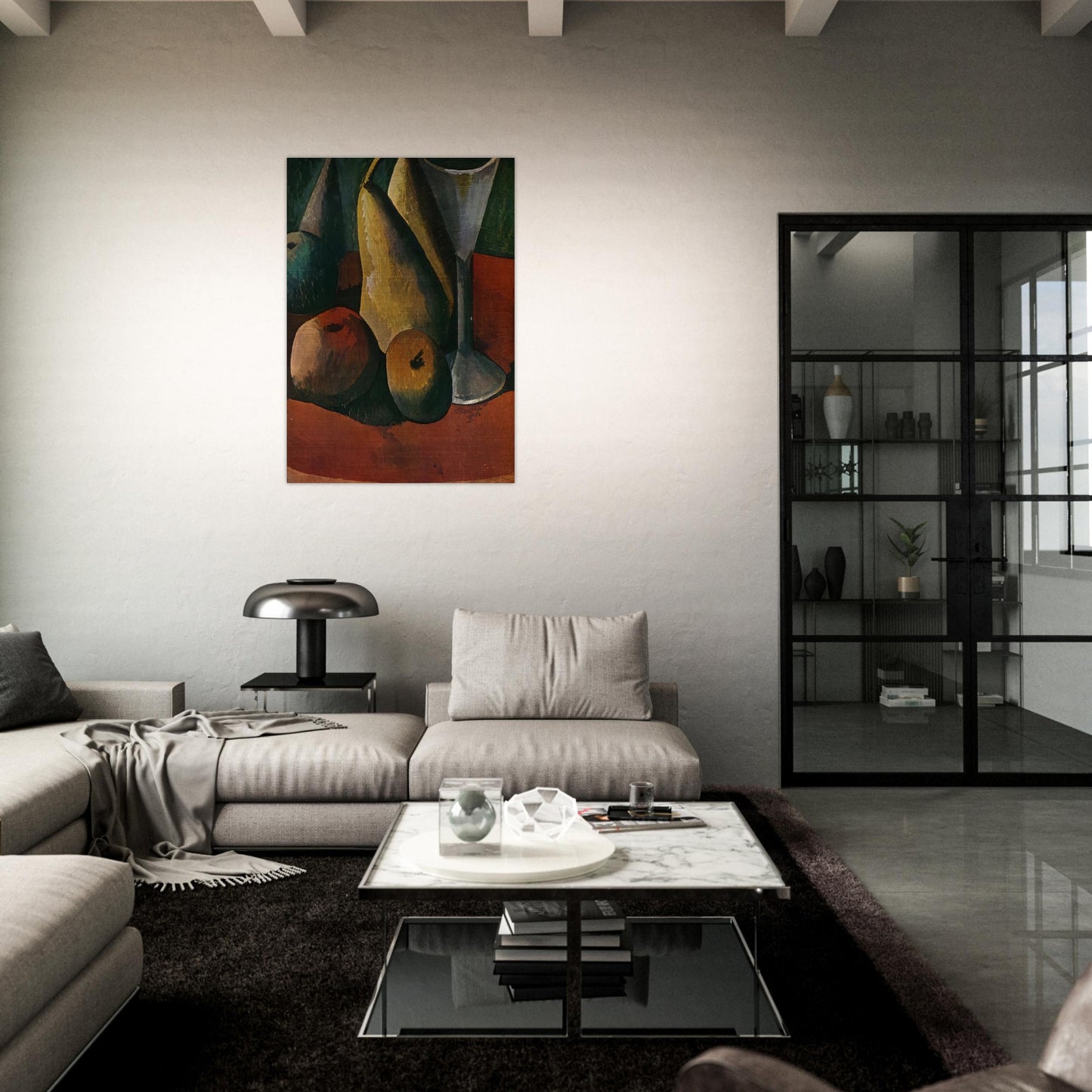 Glass and fruits - Pablo Picasso Brushed Aluminum Print - 70x100 cm / 28x40 inches | Pablo Picasso Aluminum Print | Pablo Picasso Prints