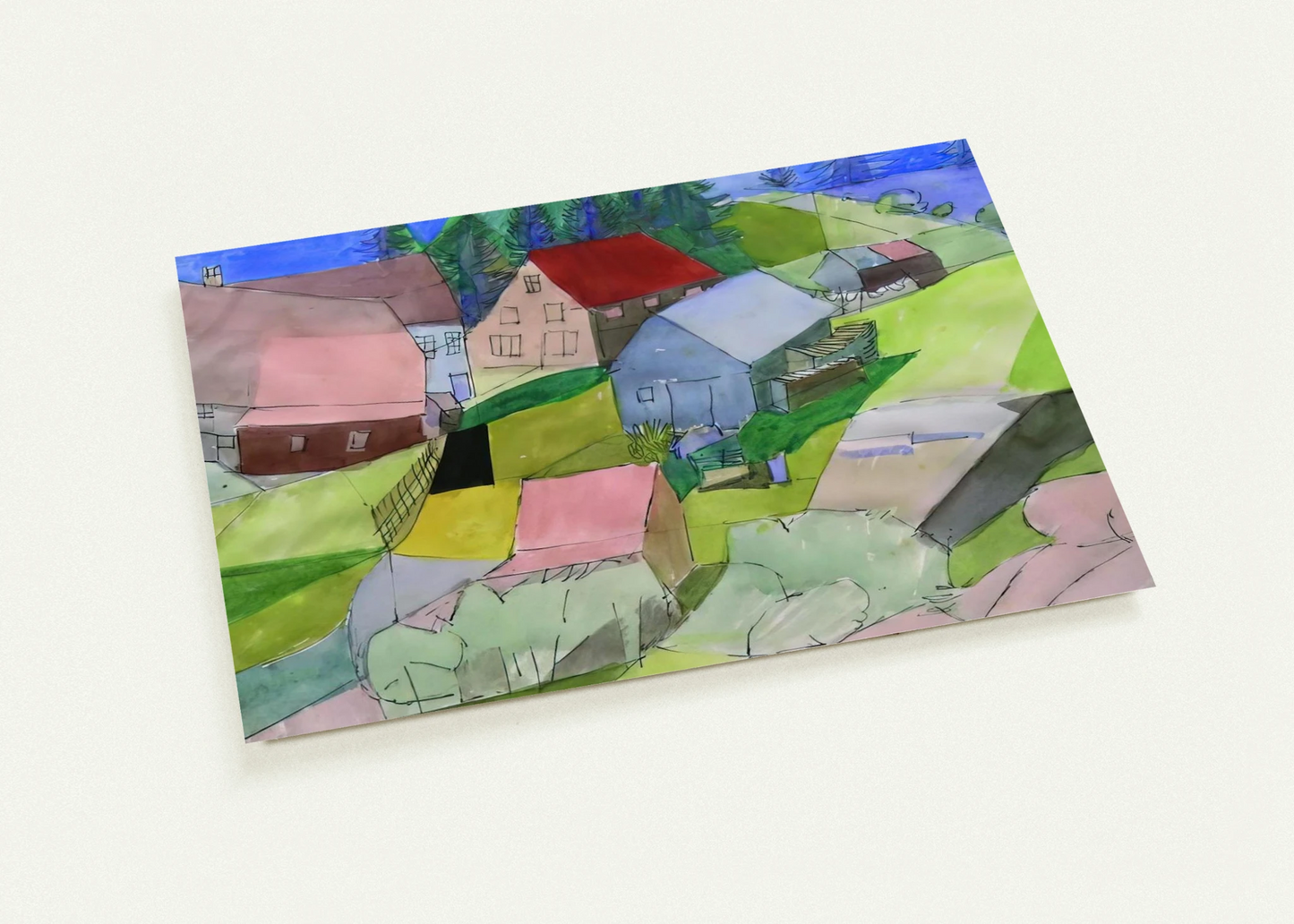 Häuser im Schwarzwald - Naïve Art Primitivism By Johannes Itten Pack of 10 Post Cards | Johannes Itten Post Cards | A6 (10.5 x 14.8 cm) - 4.1 x 5.8 inches