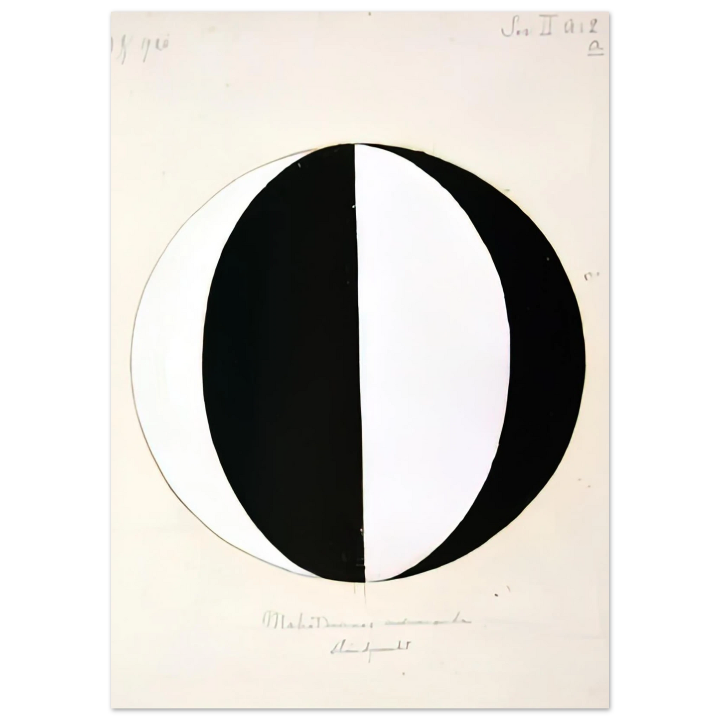 Hilma af Klint - THE MAHATMAS PRESENT STANDING POINT SERIES II NO 2A 1920 Wall art - 13x18 cm / 5x7 inches - Premium Wooden Framed Poster With Fine Art Paper-canvas - Black frame