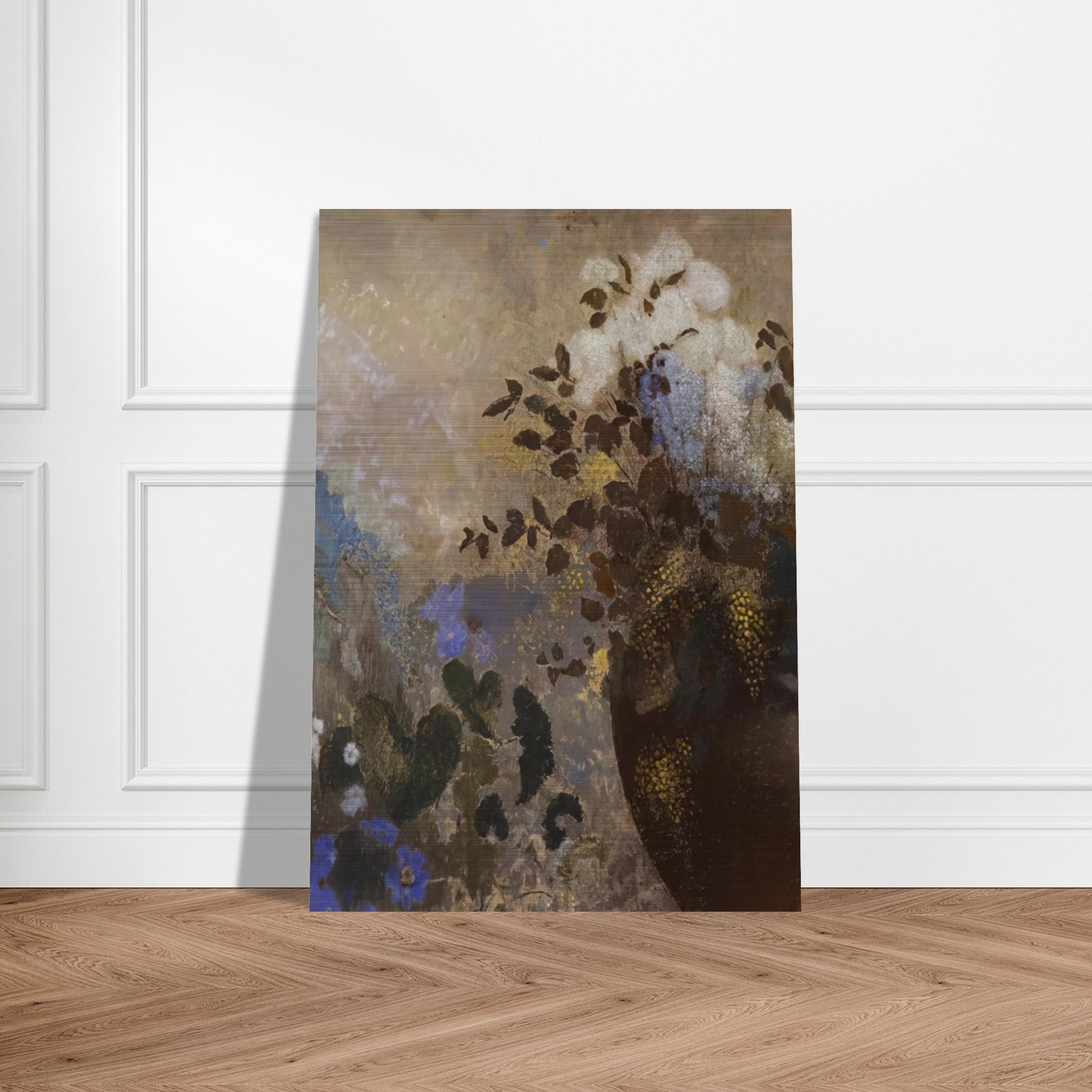 FLOWERS IN A BLACK VASE - Odilon Redon Brushed Aluminum Print - 70x100 cm / 28x40 inches | Odilon Redon Aluminum Print | Odilon Redon Prints