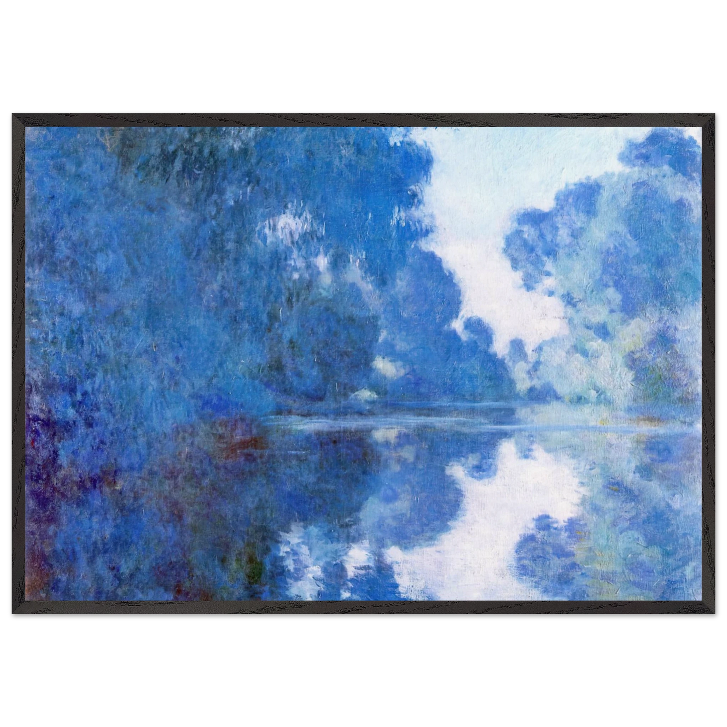 Morning on the Seine - claude monet 70x100 cm / 28x40 inches Framed Art Print – Black Wooden Frame