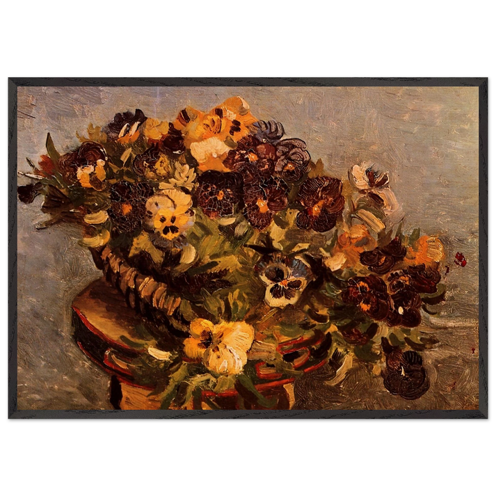 Tambourine with Pansies - Vincent van Gogh 70x100 cm / 28x40 inches Framed Art Print – Black Wooden Frame