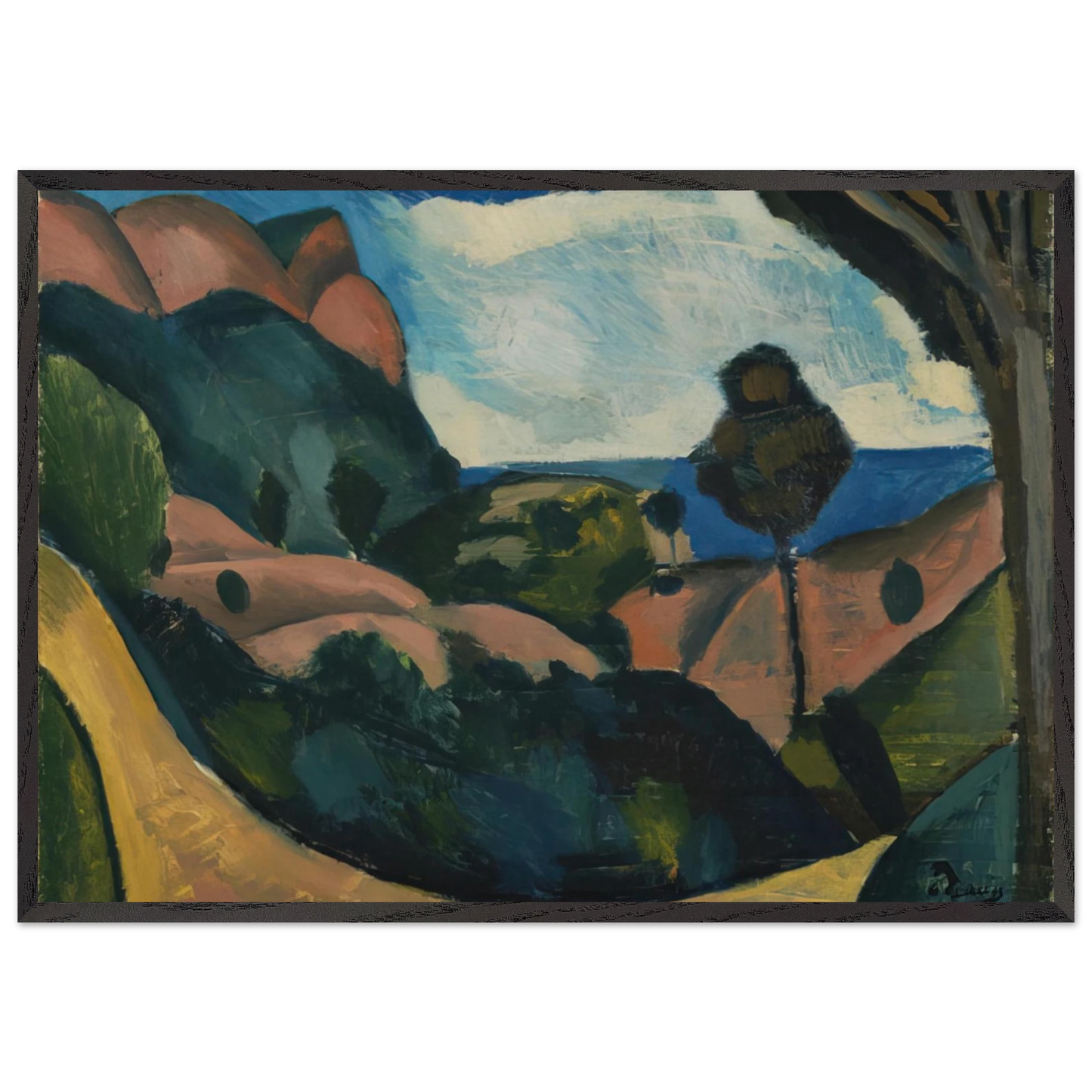 LANDSCAPE NEAR CASSIS 1907 - Andre Derain 70x100 cm / 28x40 inches Framed Art Print – Black Wooden Frame
