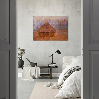 Grainstack in Winter, Misty Weather - claude monet Acrylic Print - 70x100 cm / 28x40″ inches