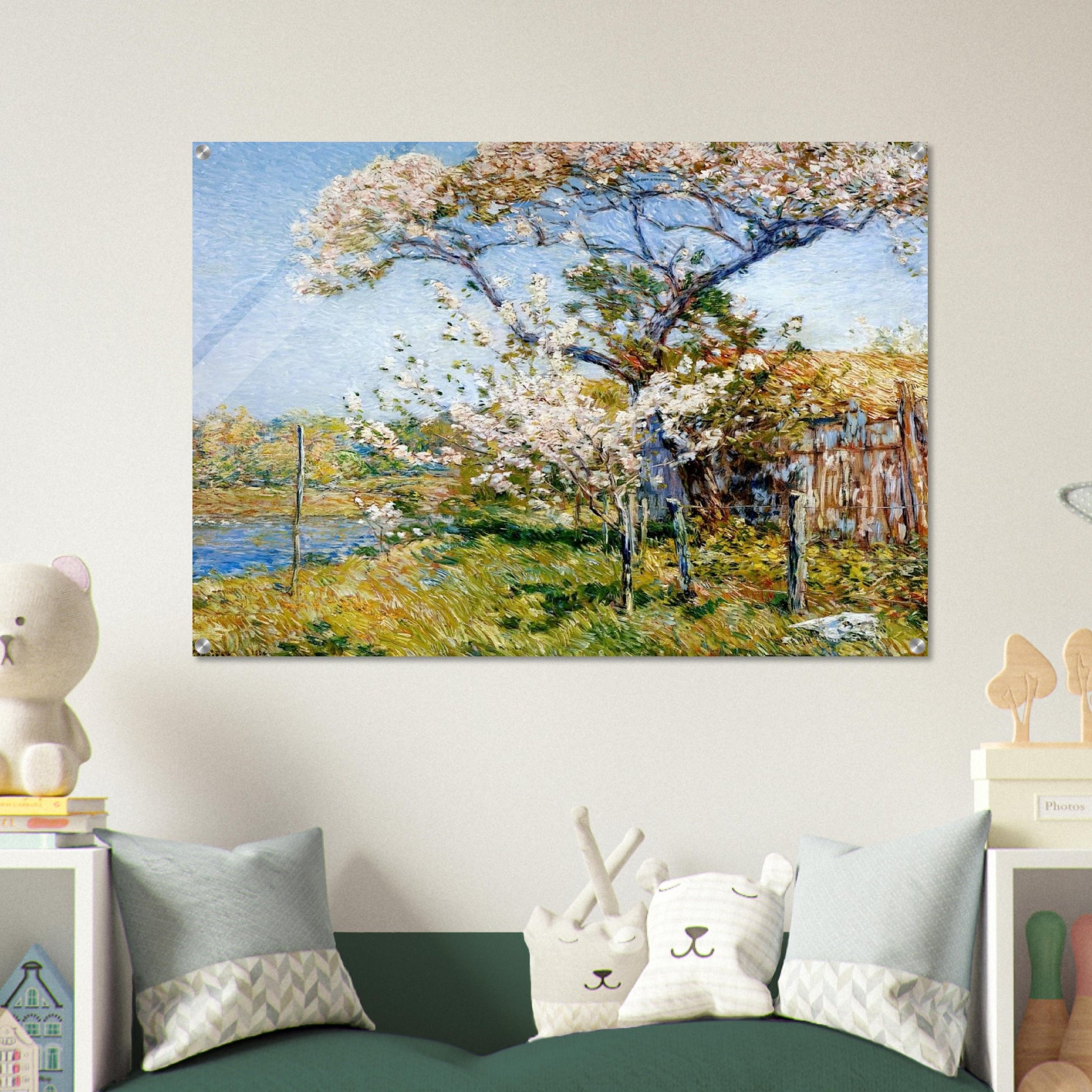 Apple Trees in Bloom, Old Lyme - Childe Hassam Acrylic Print - 70x100 cm / 28x40″ inches
