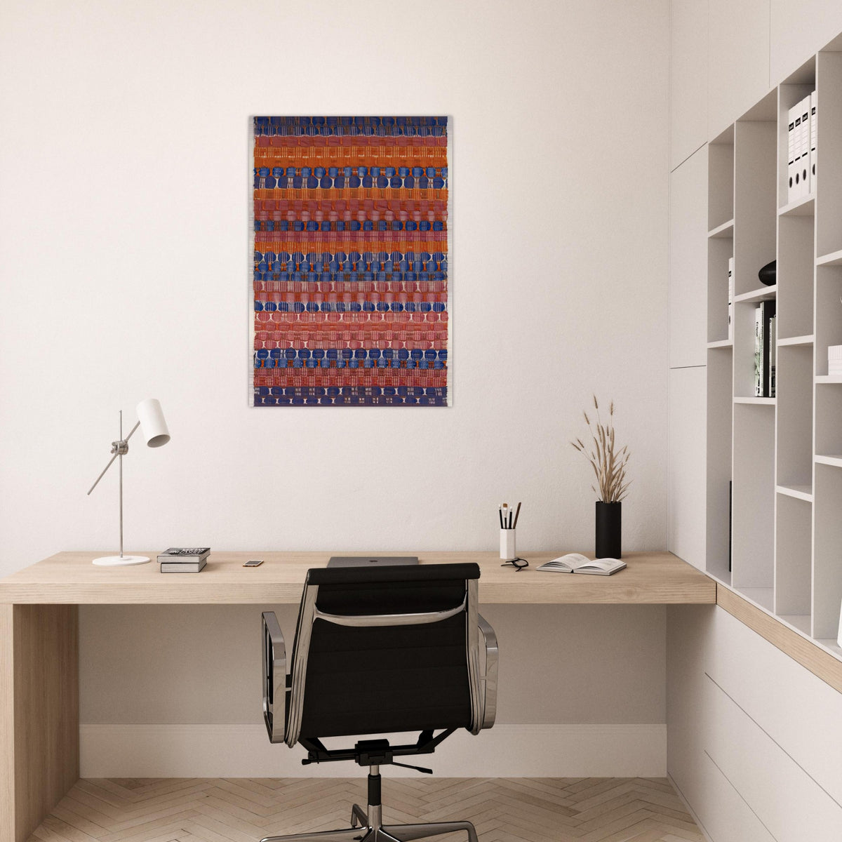 RED AND BLUE LAYERS 1954 - Anni Albers Brushed Aluminum Print - 70x100 cm / 28x40 inches | Anni Albers Aluminum Print | Anni Albers Prints