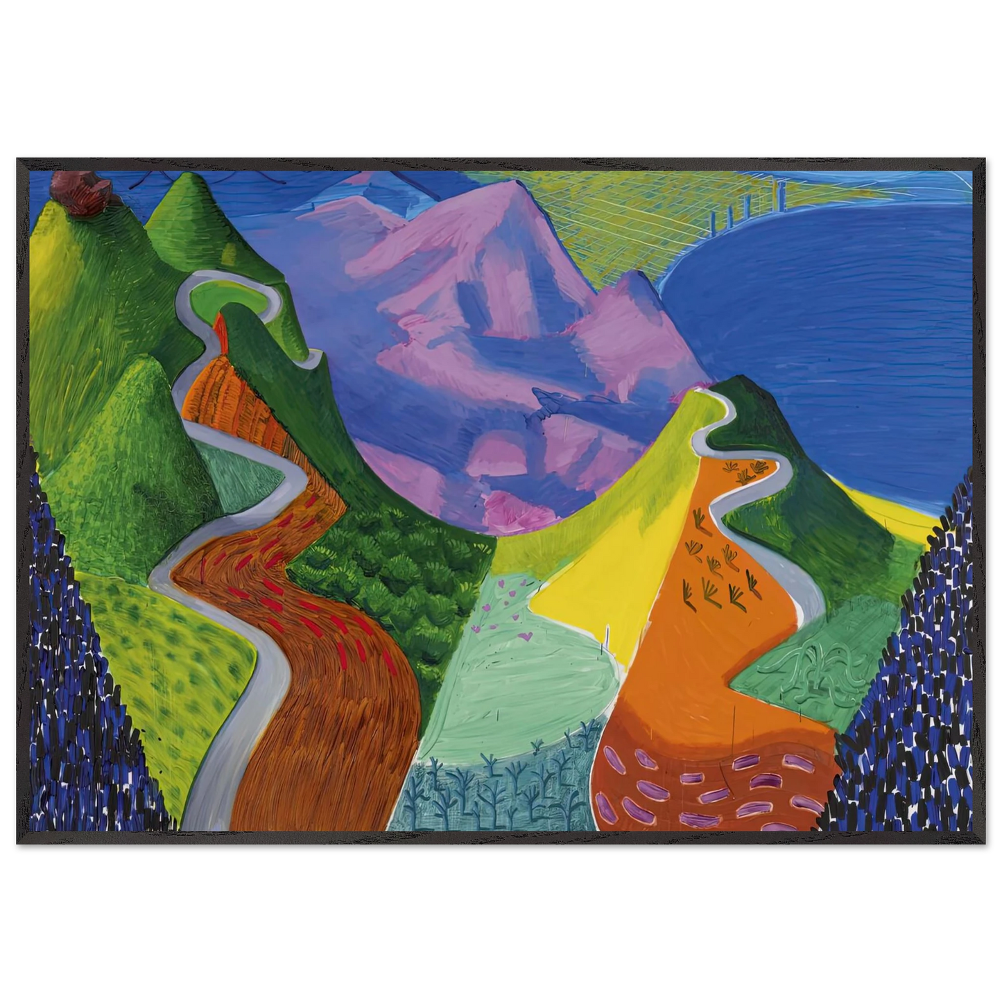 David Hockney - David Hockney Wall art - 28x43  cm / XL (11x17 inches) - Premium Wooden Framed Poster With Fine Art Paper-canvas - Black frame