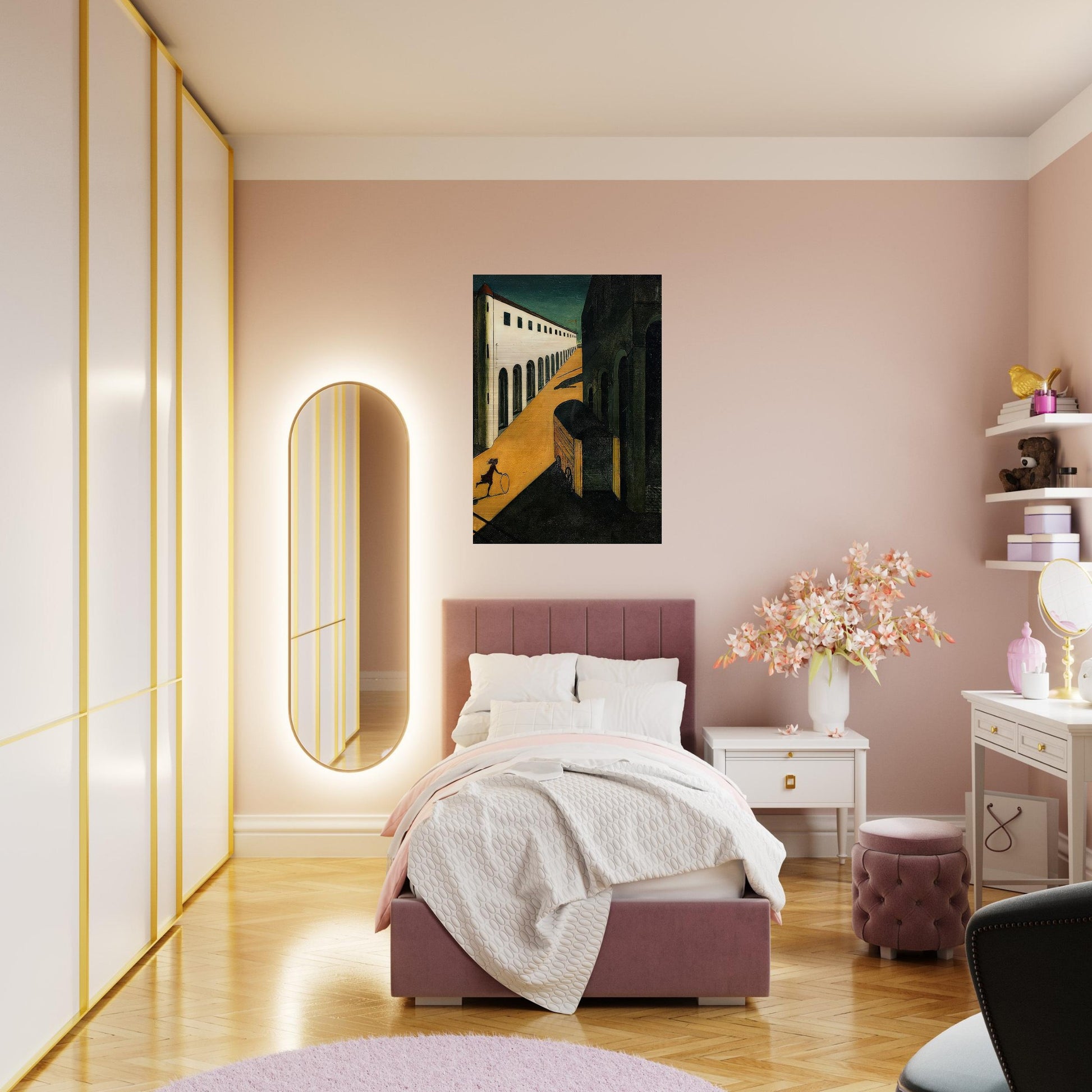 MYSTERY AND MELANCHOLY OF A STREET 1914 - Giorgio de Chirico Brushed Aluminum Print - 70x100 cm / 28x40 inches | Giorgio de Chirico Aluminum Print | Giorgio de Chirico Prints