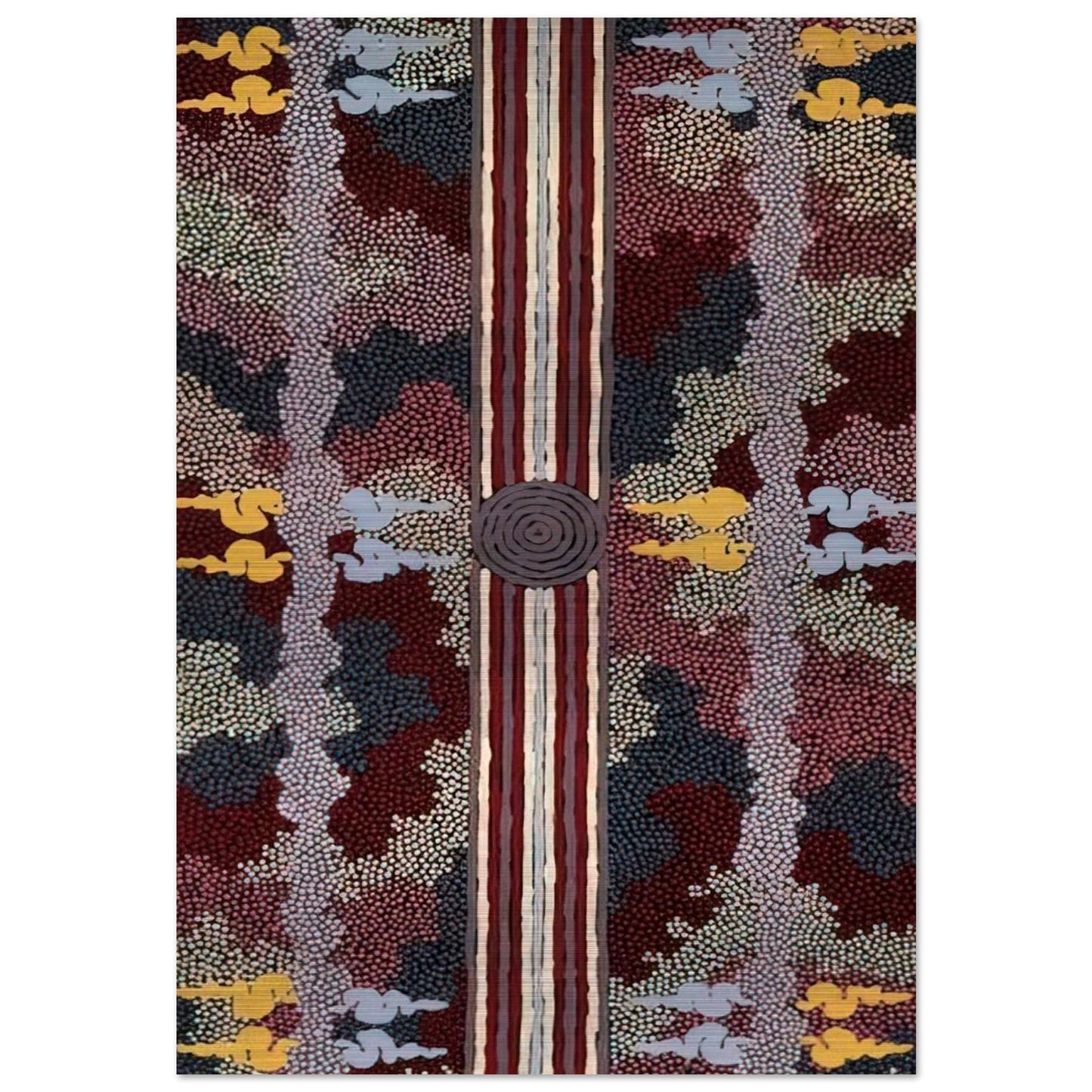 Corkwood Dreaming - 1996 - Clifford Possum Tjapaltjarri Brushed Aluminum Print - 70x100 cm / 28x40 inches | Clifford Possum Tjapaltjarri Aluminum Print | Clifford Possum Tjapaltjarri Prints
