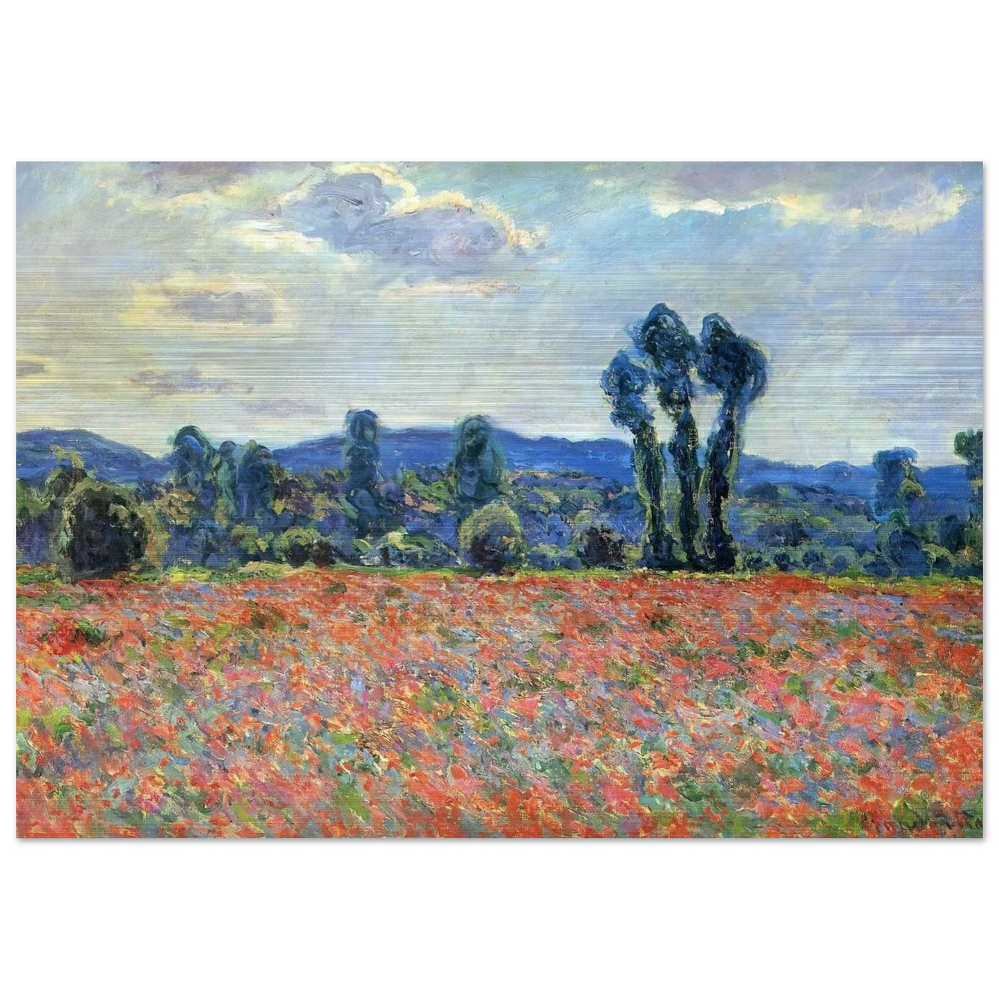 Poppy Field in Giverny - claude monet Brushed Aluminum Print - 70x100 cm / 28x40 inches | claude monet Aluminum Print | claude monet Prints