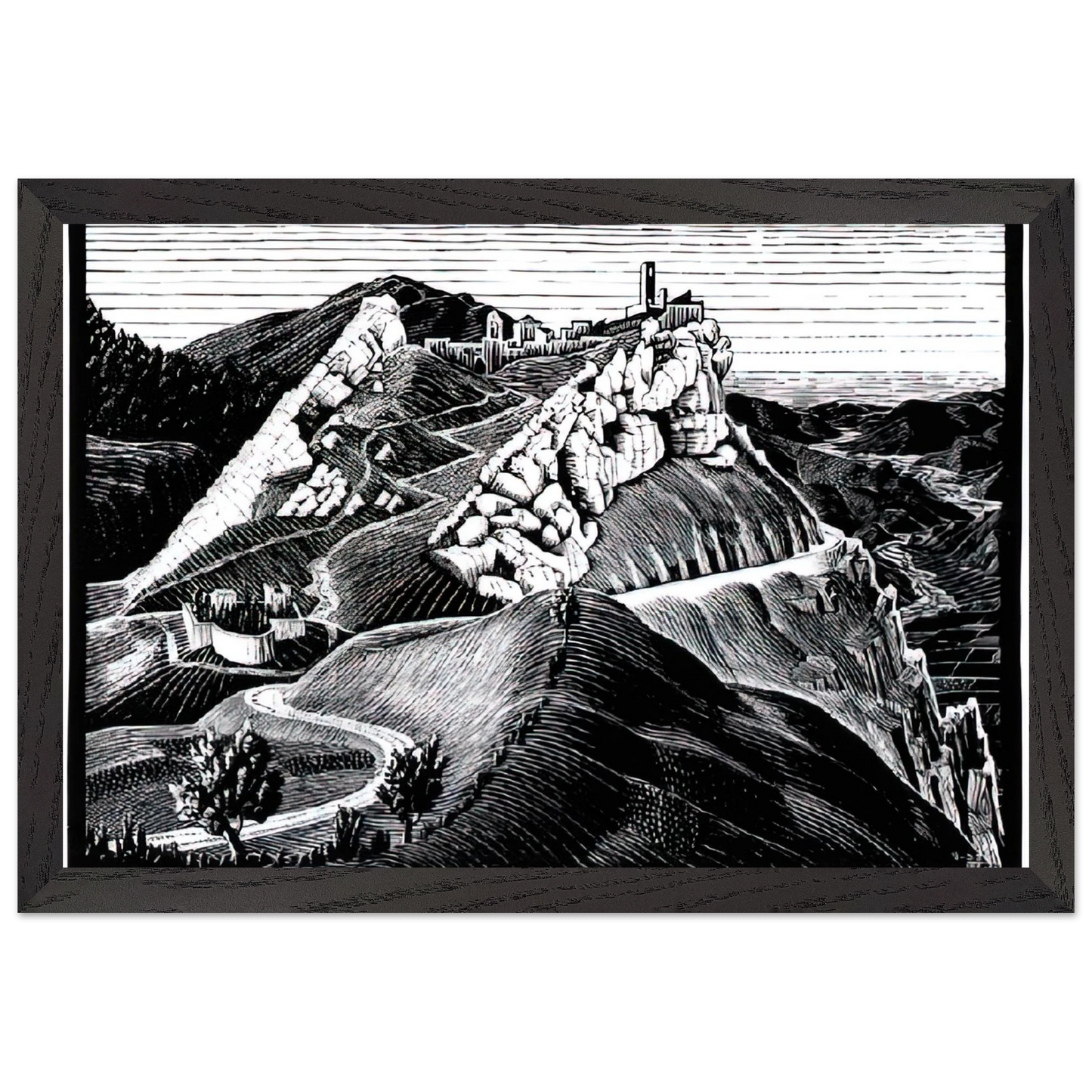MC Escher - ESCHER (16) Wall Art - 30x40 cm / 12x16 inches - Premium Wooden Framed Poster With Fine Art Paper-canvas - White frame