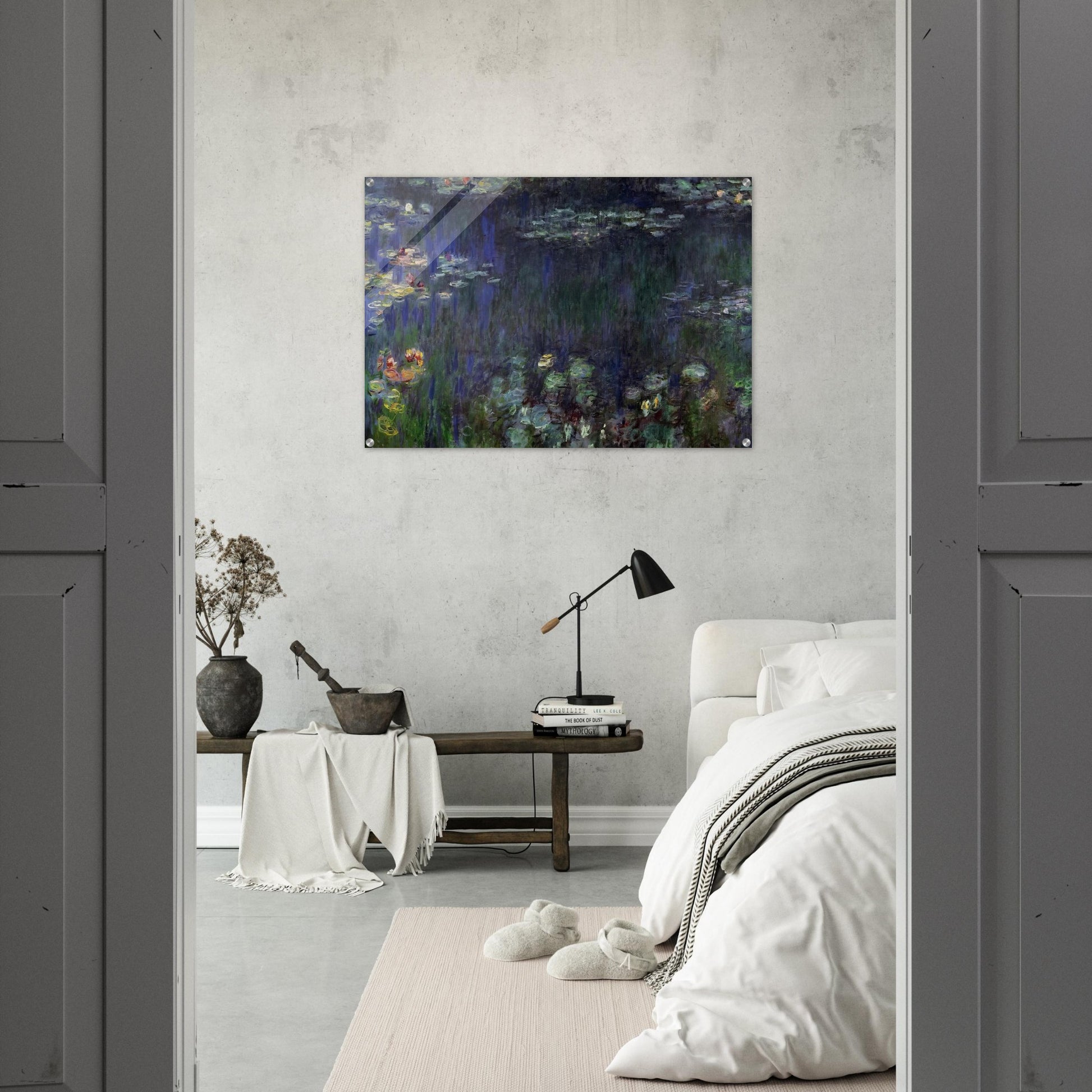 Water Lilies, Green Reflection left half - claude monet Acrylic Print - 70x100 cm / 28x40″ inches | claude monet Wall Art | claude monet Prints