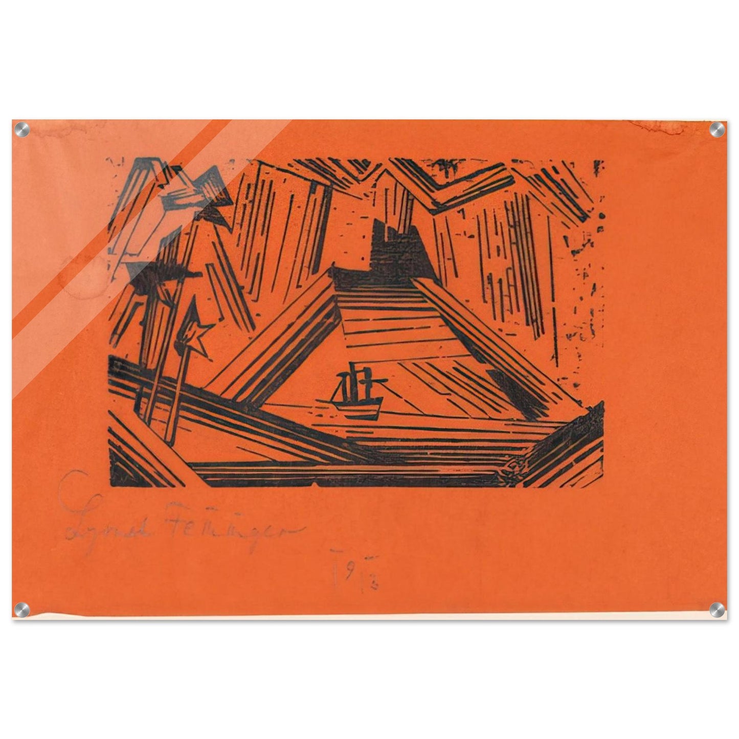 VOLCANO VULKAN 1919 - Lyonel Feininger Acrylic Print - 70x100 cm / 28x40″ inches