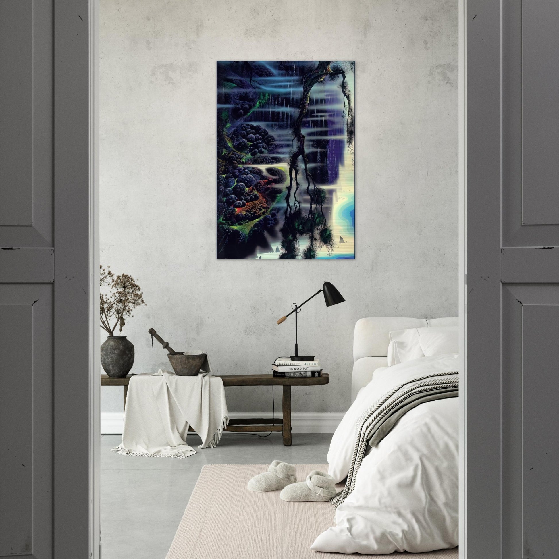 Seaside Splendor - Eyvind Earle Brushed Aluminum Print - 70x100 cm / 28x40 inches | Eyvind Earle Aluminum Print | Eyvind Earle Prints