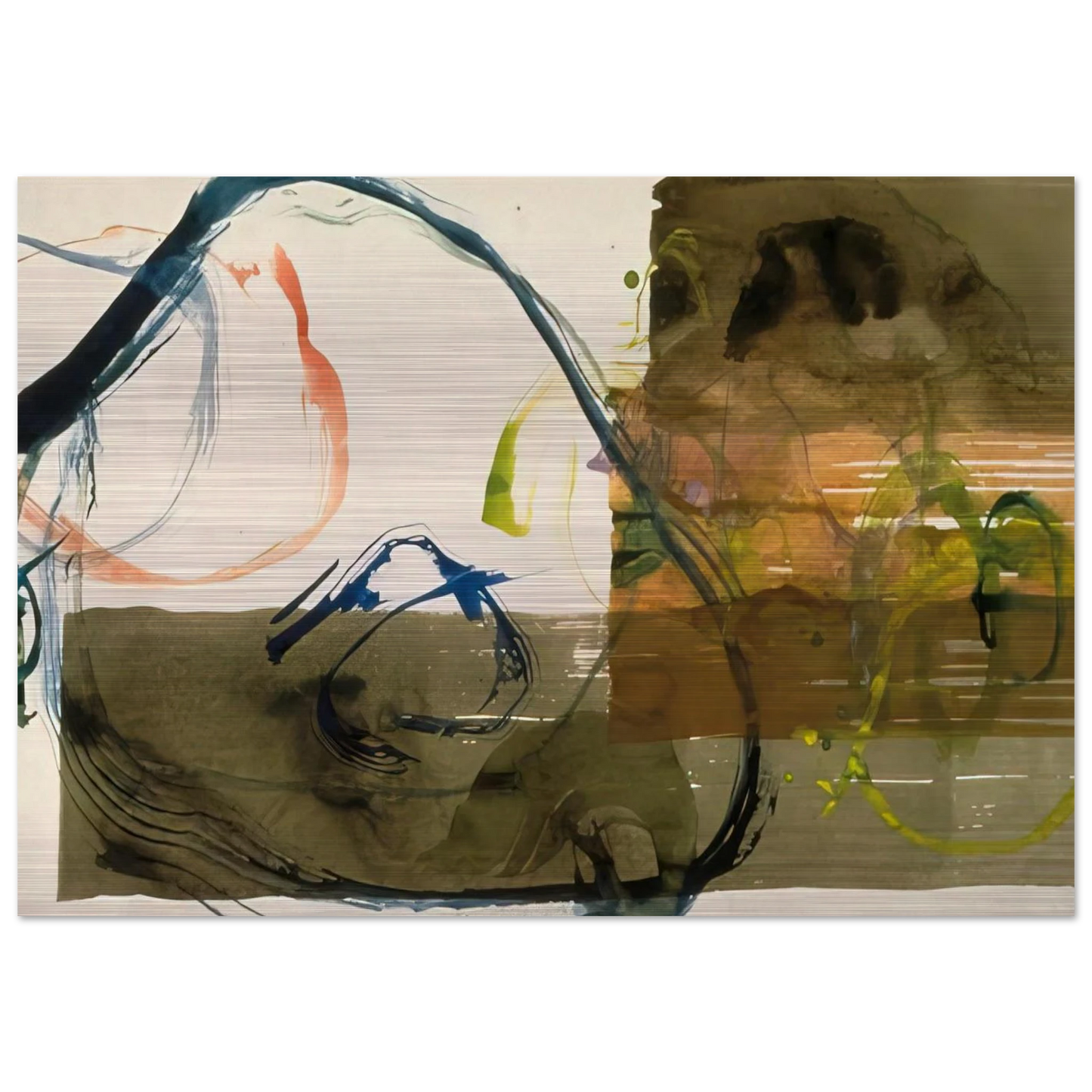 New River Watercolor, Series I, #5 - 1988 - John Cage Brushed Aluminum Print - 70x100 cm / 28x40 inches | John Cage Aluminum Print | John Cage Prints