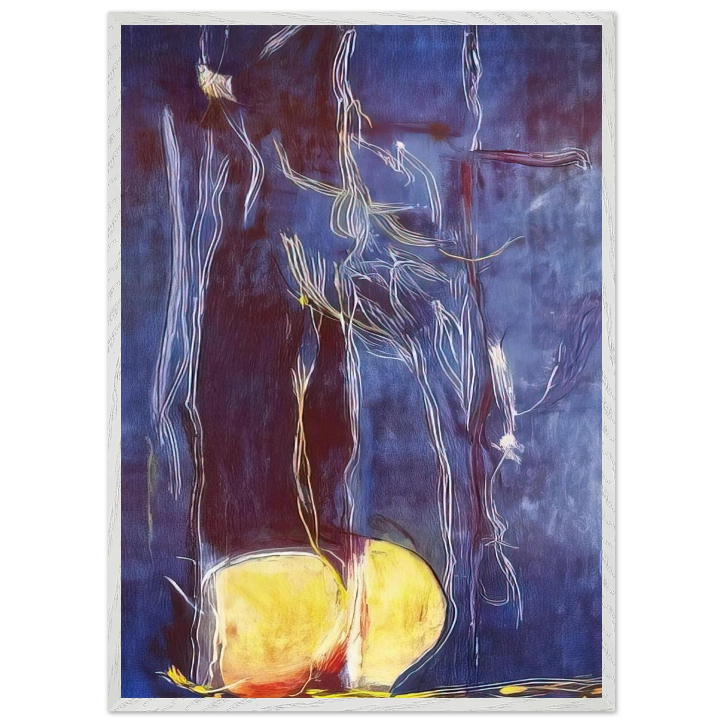 Helen Frankenthaler - All About Blue - 1994 Wall art - 20x25 cm / 8x10 inches - Premium Wooden Framed Poster With Fine Art Paper-canvas - Wood frame