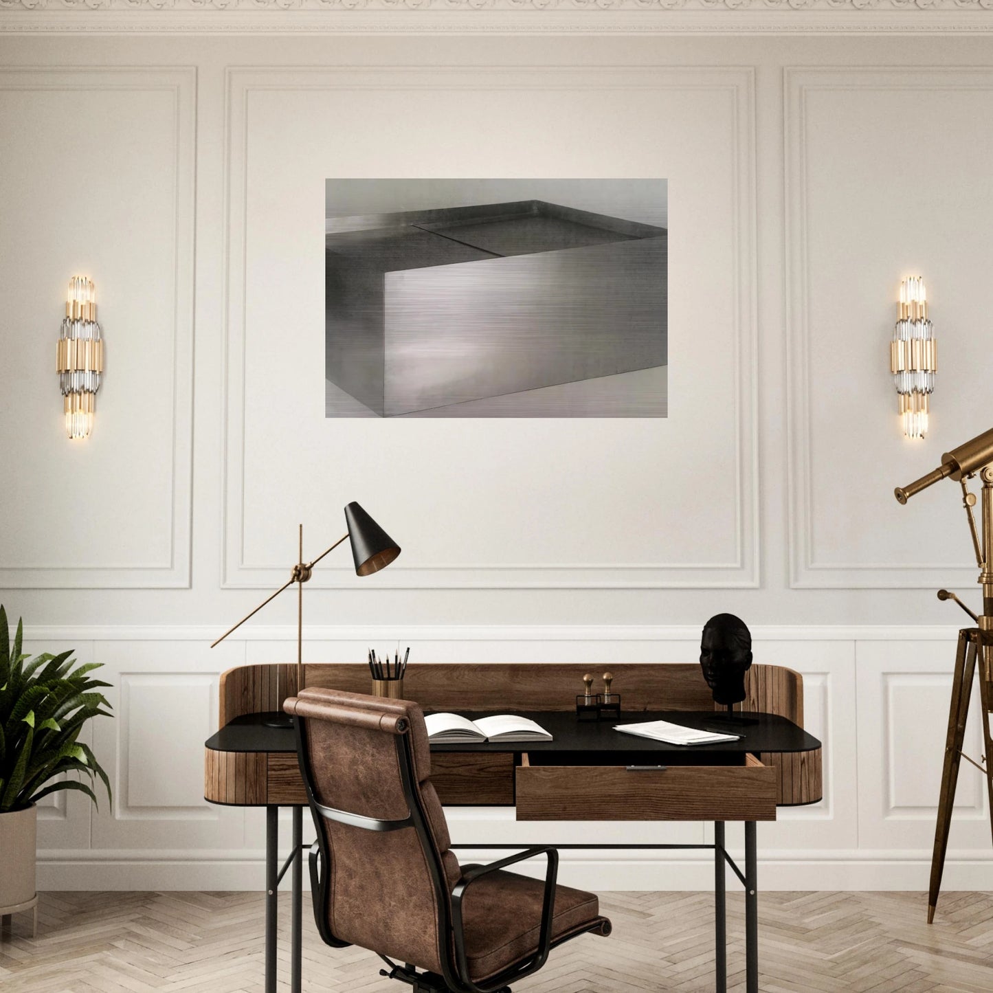 Untitled Double Coffee Table - 1971 - Donald Judd Brushed Aluminum Print - 70x100 cm / 28x40 inches | Donald Judd Aluminum Print | Donald Judd Prints