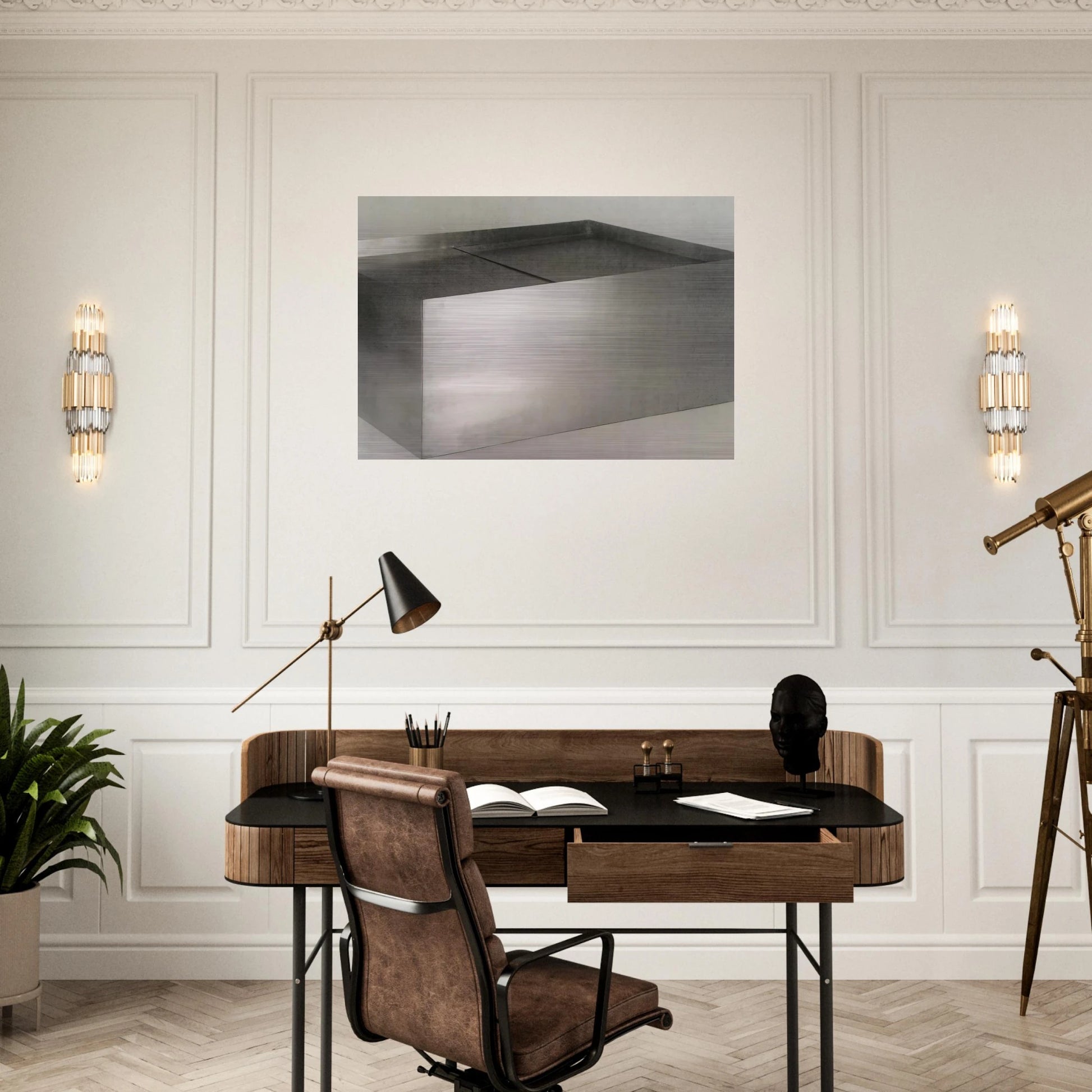 Untitled Double Coffee Table - 1971 - Donald Judd Brushed Aluminum Print - 70x100 cm / 28x40 inches | Donald Judd Aluminum Print | Donald Judd Prints