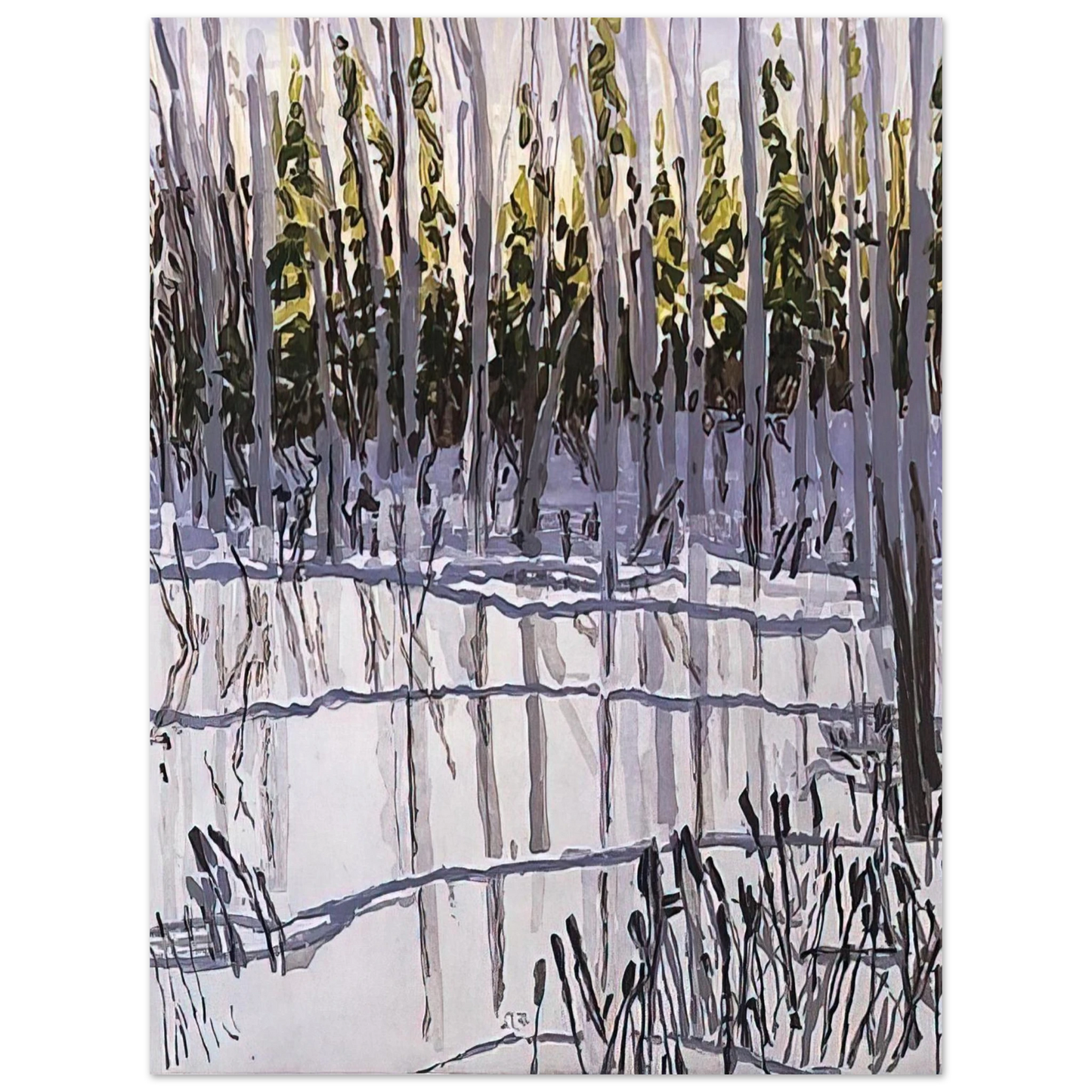 Neil Welliver - Trees Reflected on Ice - 2002  75x100 cm / 30x40inches Fine Art Poster
