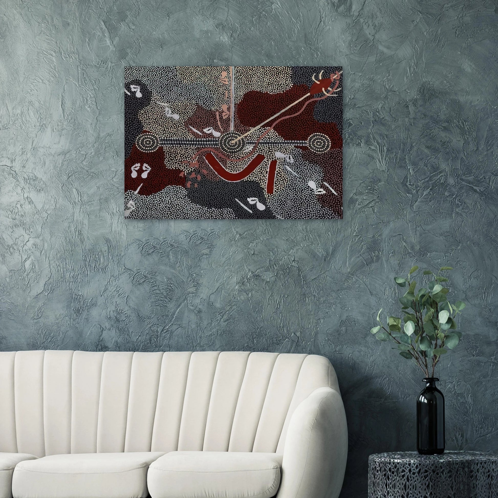 Love Story - 1998 - Clifford Possum Tjapaltjarri Brushed Aluminum Print - 70x100 cm / 28x40 inches | Clifford Possum Tjapaltjarri Aluminum Print | Clifford Possum Tjapaltjarri Prints
