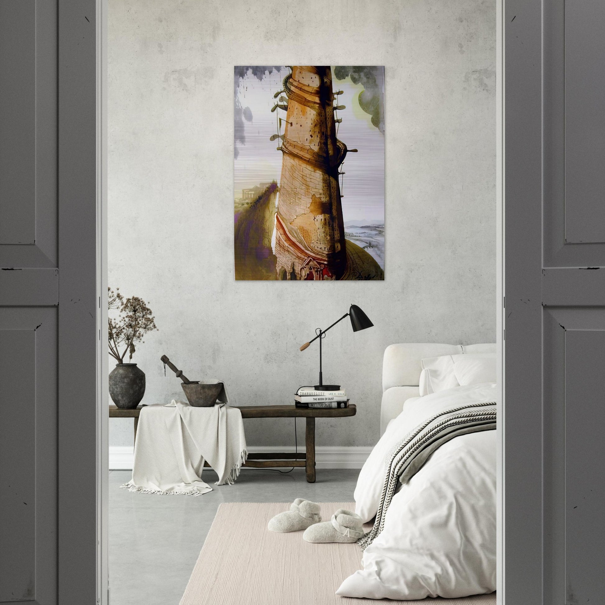 TURRIS BABEL 1967 - Salvador Dali Brushed Aluminum Print - 70x100 cm / 28x40 inches | Salvador Dali Aluminum Print | Salvador Dali Prints