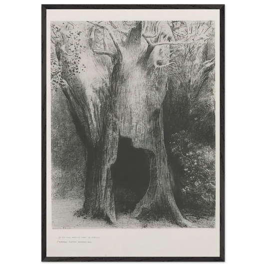 I PLUNGED INTO SOLITUDE I DWELT IN THE TREE BEHIND ME PLATE 9 1896 - Odilon Redon 70x100 cm / 28x40 inches Framed Art Print – Black Wooden Frame